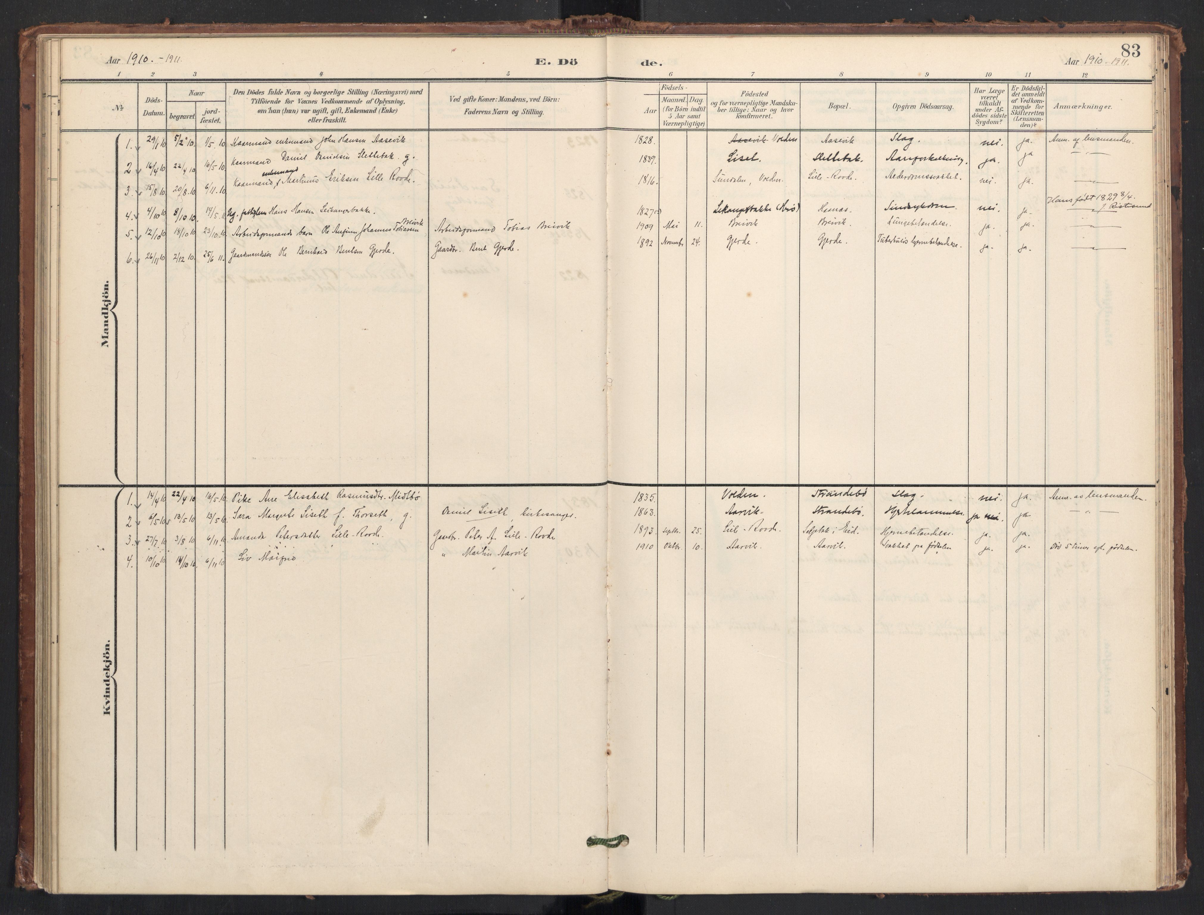 Ministerialprotokoller, klokkerbøker og fødselsregistre - Møre og Romsdal, AV/SAT-A-1454/504/L0057: Parish register (official) no. 504A04, 1902-1919, p. 83