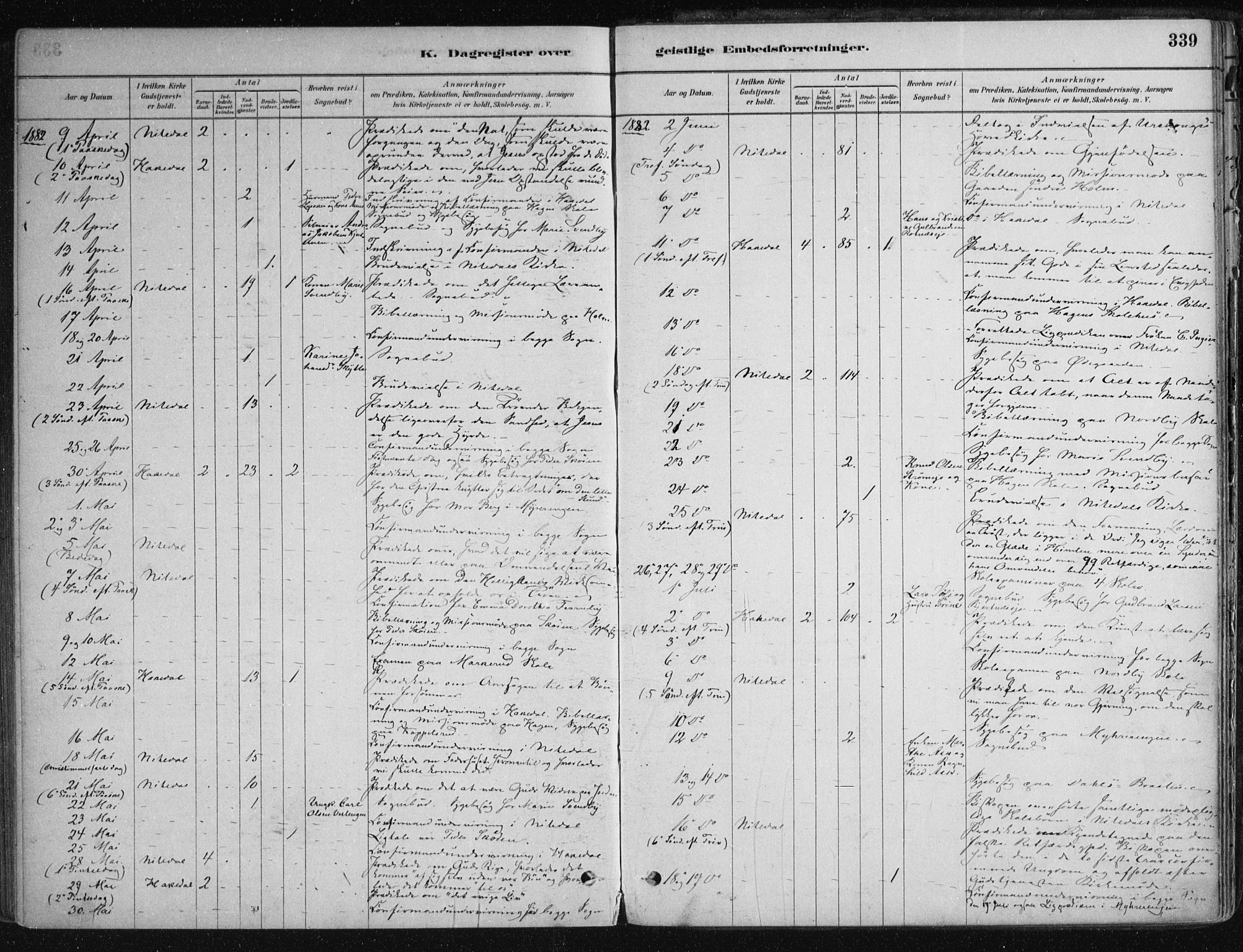 Nittedal prestekontor Kirkebøker, AV/SAO-A-10365a/F/Fa/L0007: Parish register (official) no. I 7, 1879-1901, p. 339