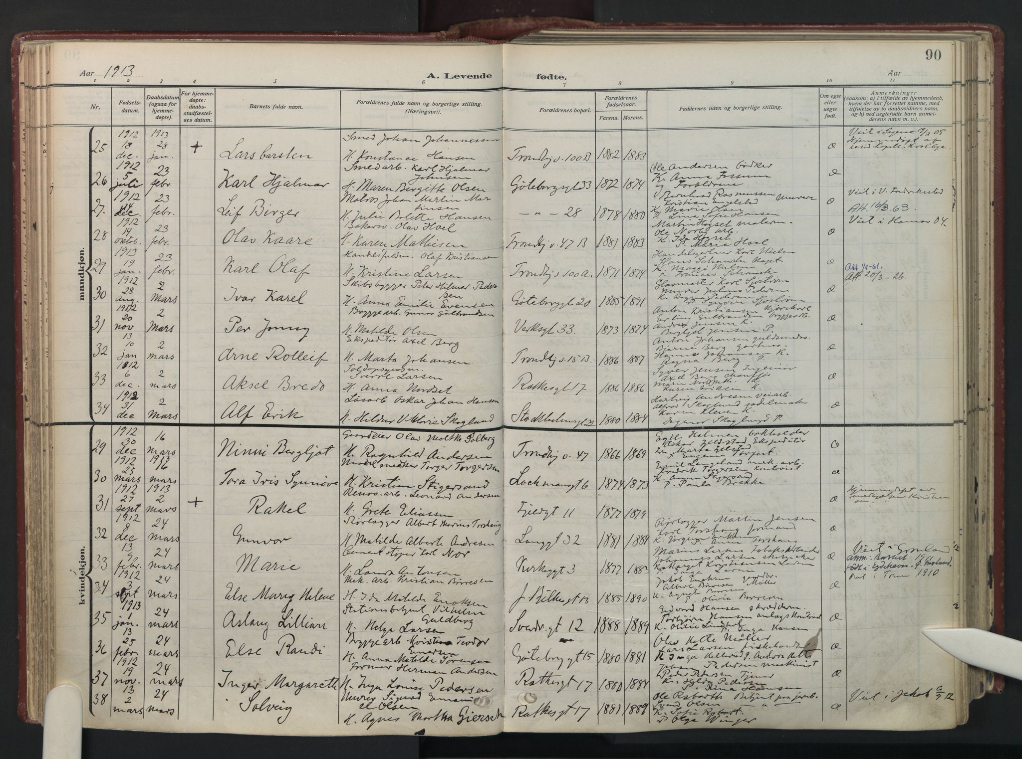 Petrus prestekontor Kirkebøker, AV/SAO-A-10872/F/Fa/L0012: Parish register (official) no. 12, 1909-1936, p. 90