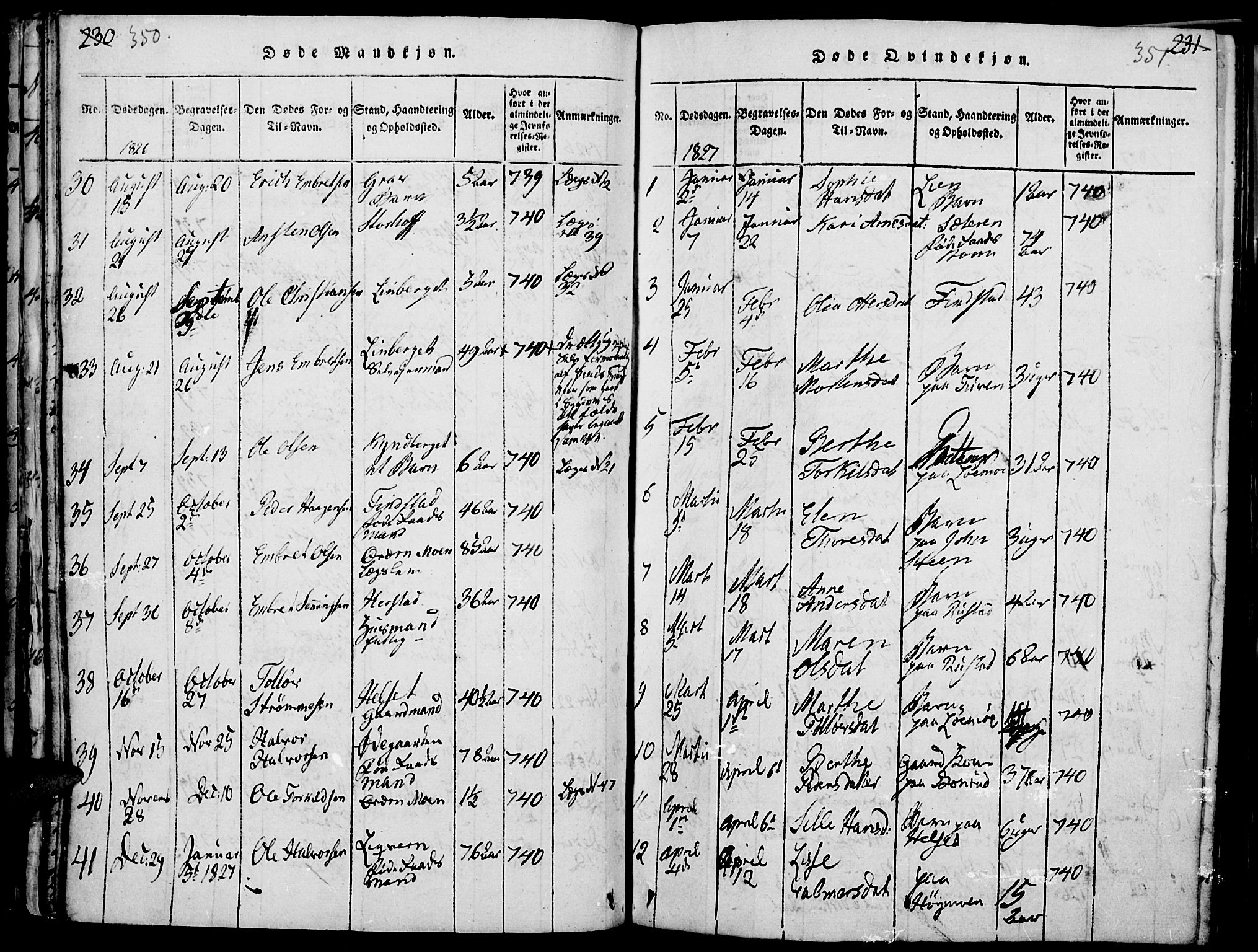 Elverum prestekontor, AV/SAH-PREST-044/H/Ha/Haa/L0007: Parish register (official) no. 7, 1815-1830, p. 350-351