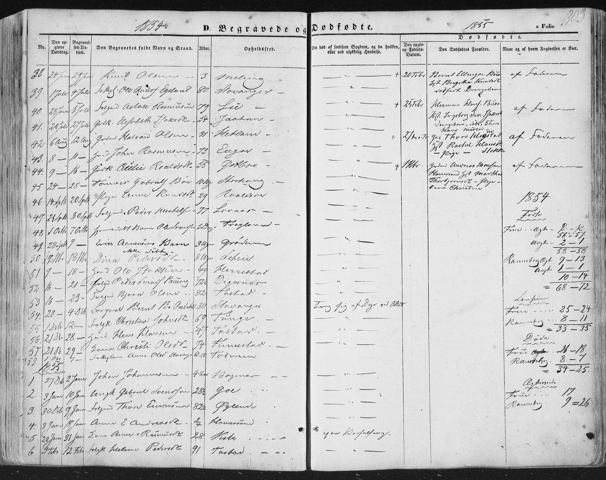 Hetland sokneprestkontor, AV/SAST-A-101826/30/30BA/L0002: Parish register (official) no. A 2, 1849-1869, p. 303