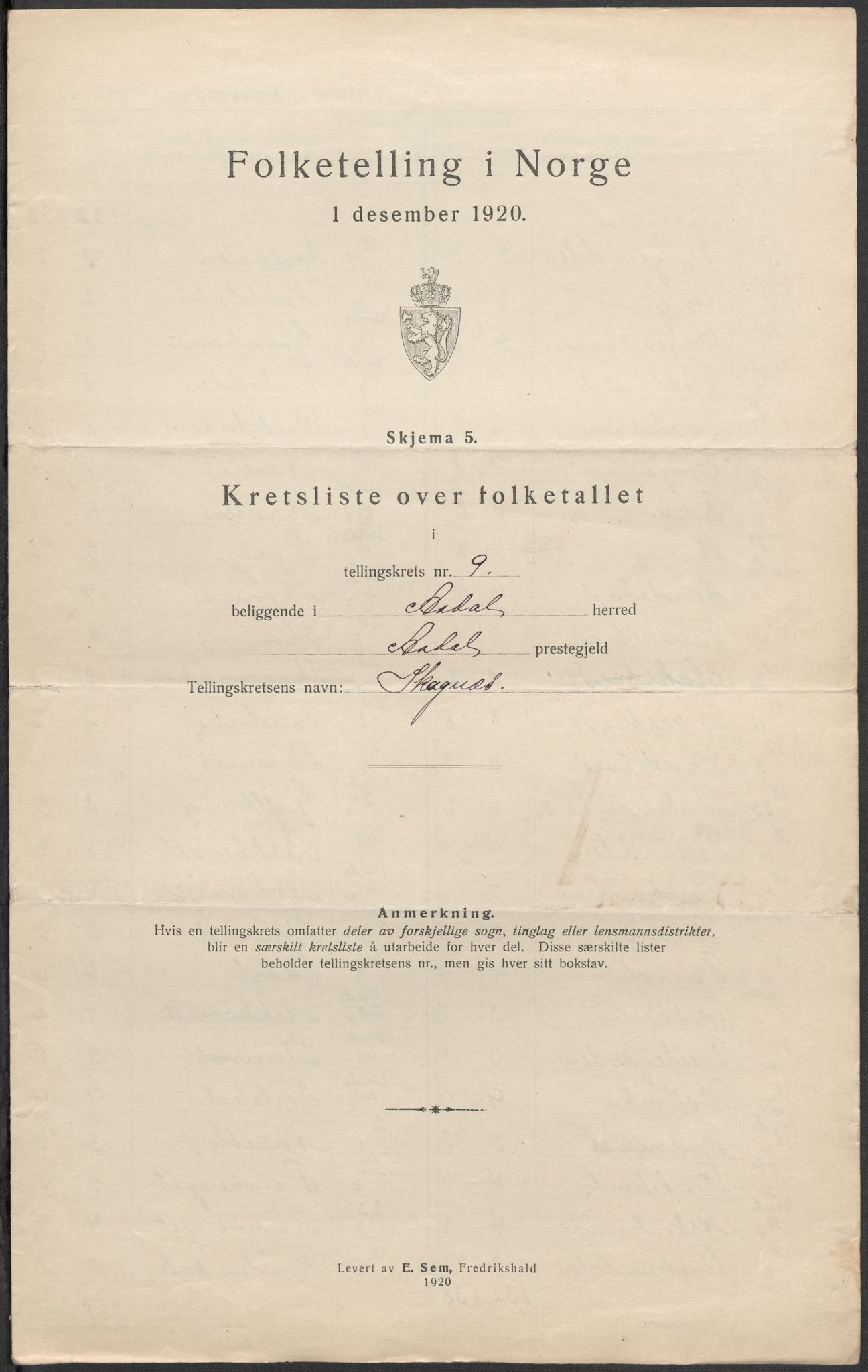 SAKO, 1920 census for Ådal, 1920, p. 33