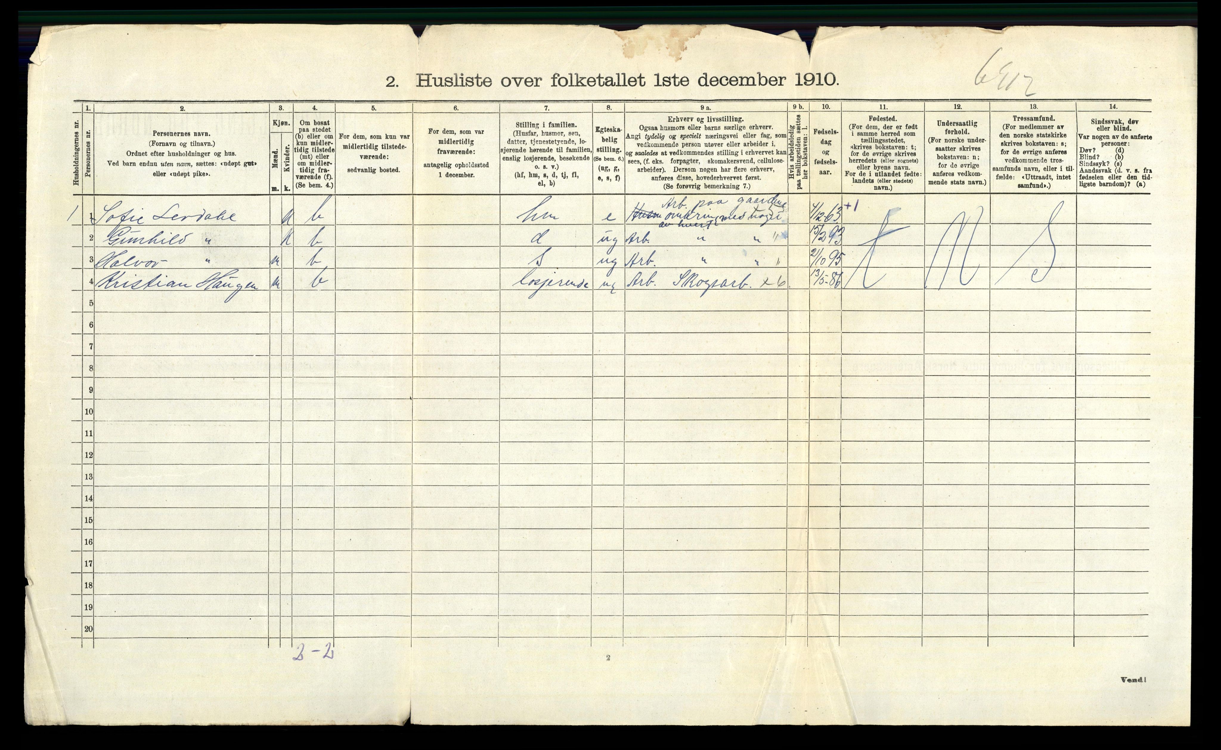 RA, 1910 census for Aurskog, 1910, p. 602