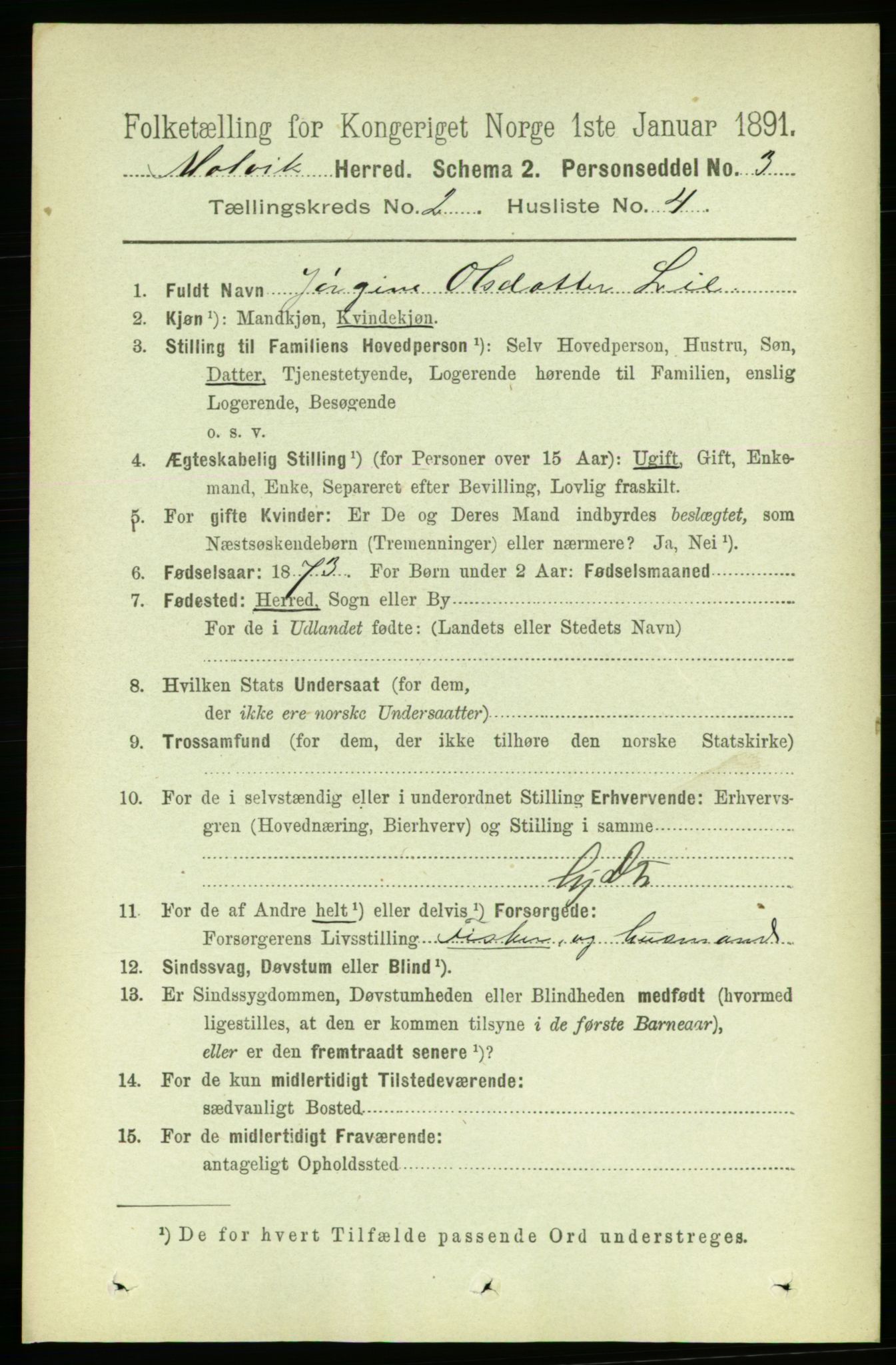 RA, 1891 census for 1663 Malvik, 1891, p. 773