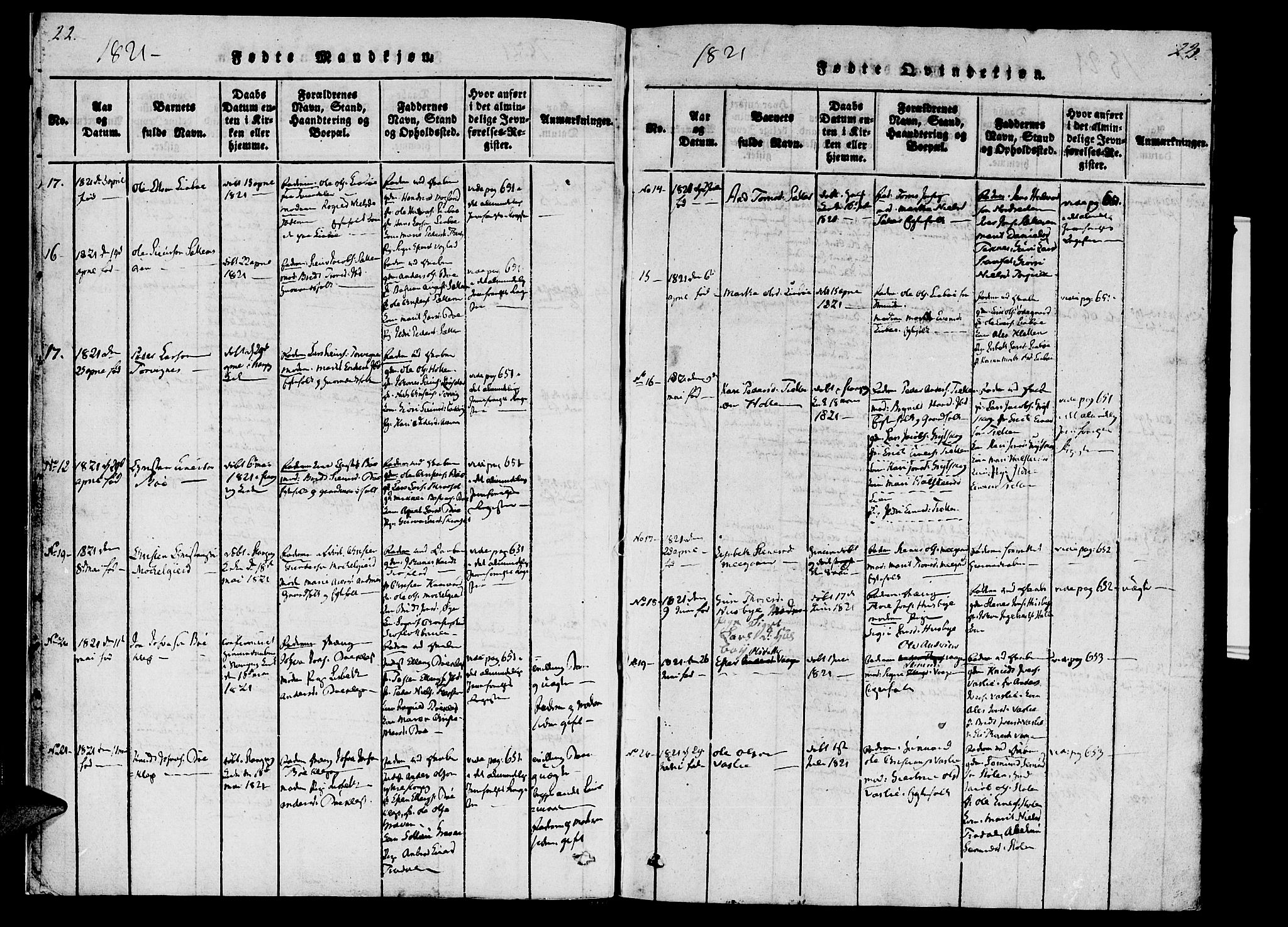 Ministerialprotokoller, klokkerbøker og fødselsregistre - Møre og Romsdal, AV/SAT-A-1454/592/L1023: Parish register (official) no. 592A02, 1820-1830, p. 22-23