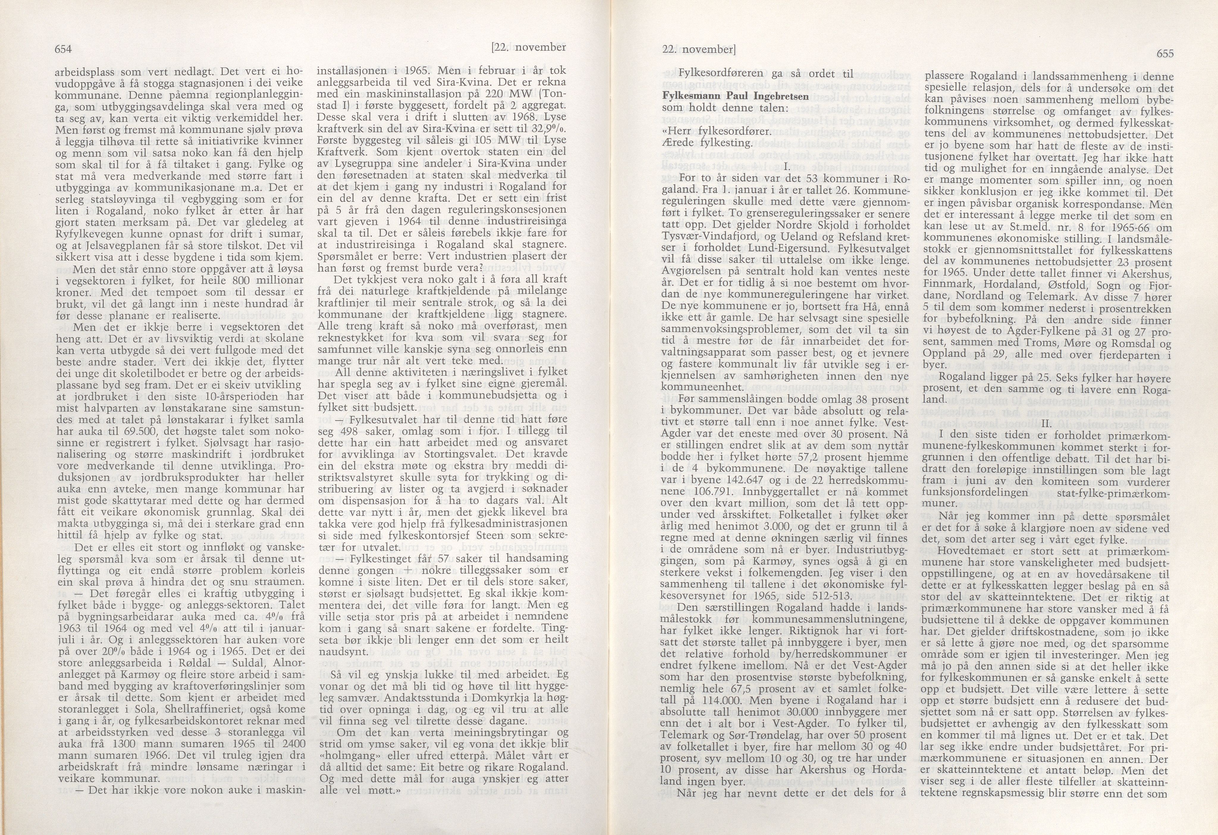 Rogaland fylkeskommune - Fylkesrådmannen , IKAR/A-900/A/Aa/Aaa/L0085: Møtebok , 1965, p. 654-655