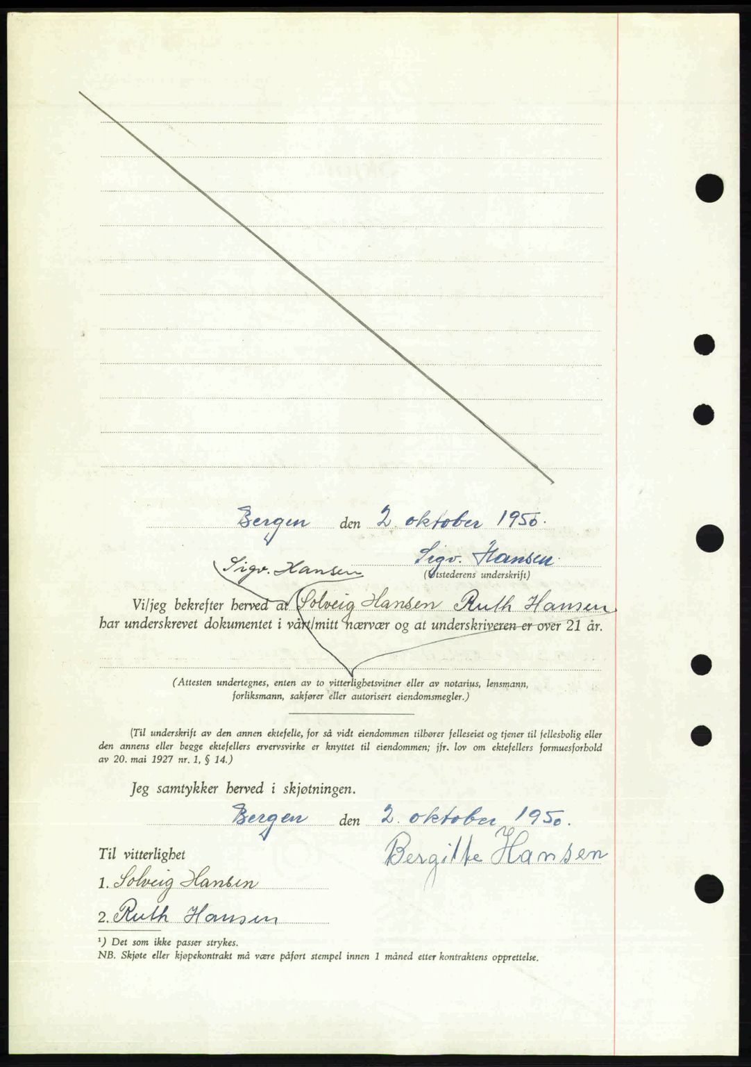 Byfogd og Byskriver i Bergen, SAB/A-3401/03/03Bc/L0034: Mortgage book no. A27-28, 1950-1950, Diary no: : 8389/1950