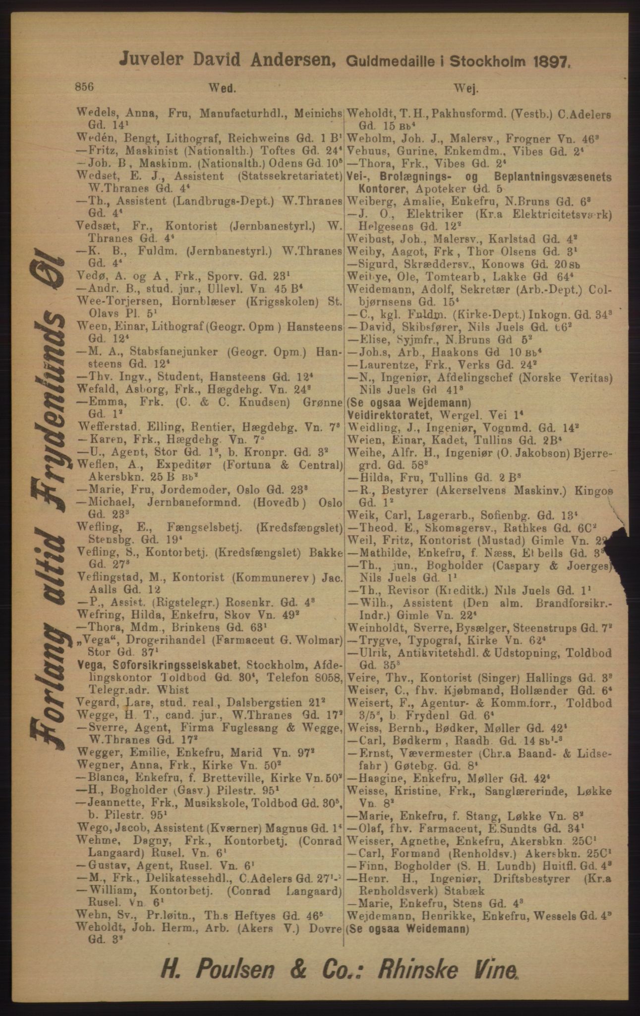 Kristiania/Oslo adressebok, PUBL/-, 1905, p. 856