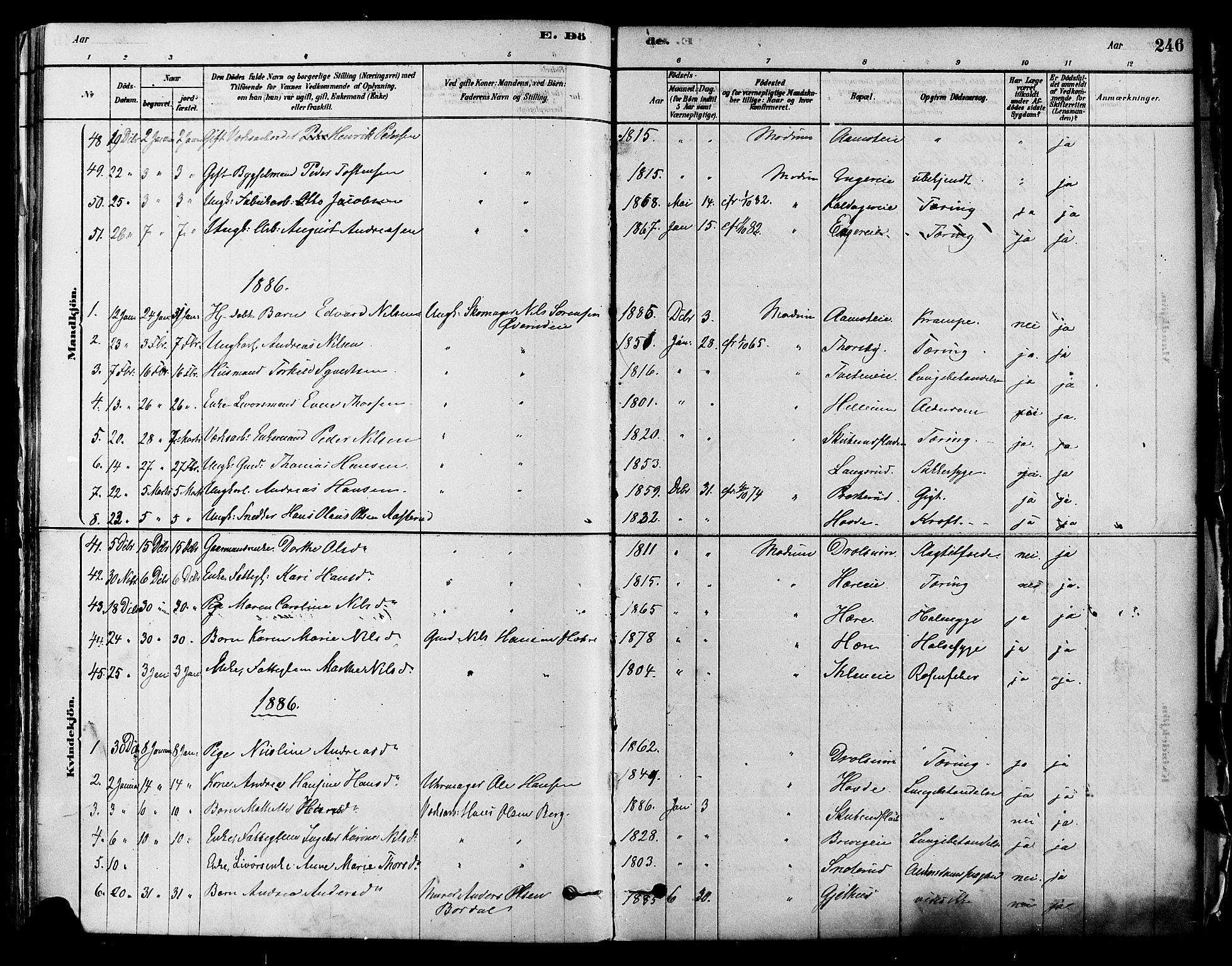 Modum kirkebøker, AV/SAKO-A-234/F/Fa/L0011: Parish register (official) no. 11, 1877-1889, p. 246