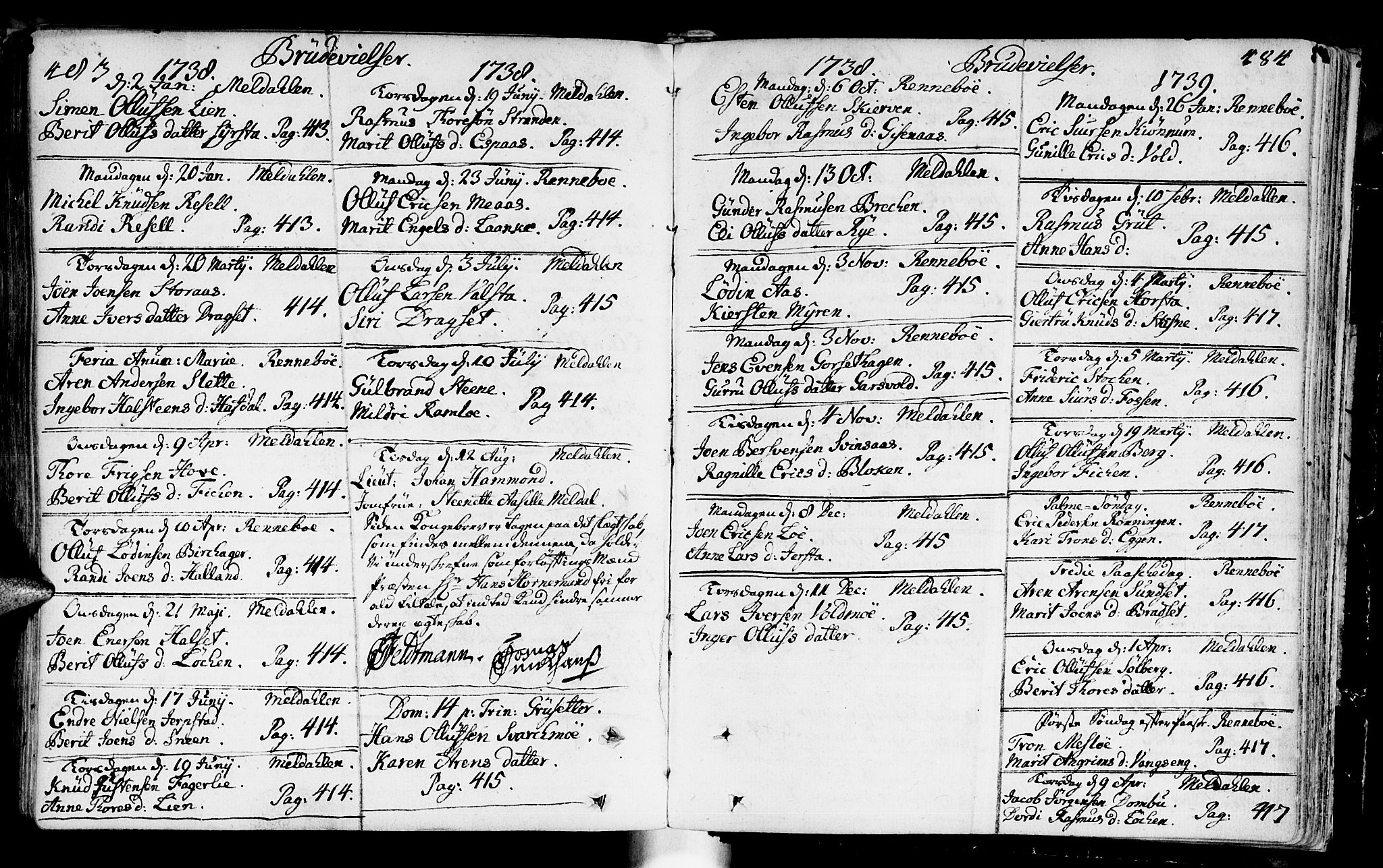 Ministerialprotokoller, klokkerbøker og fødselsregistre - Sør-Trøndelag, SAT/A-1456/672/L0850: Parish register (official) no. 672A03, 1725-1751, p. 483-484