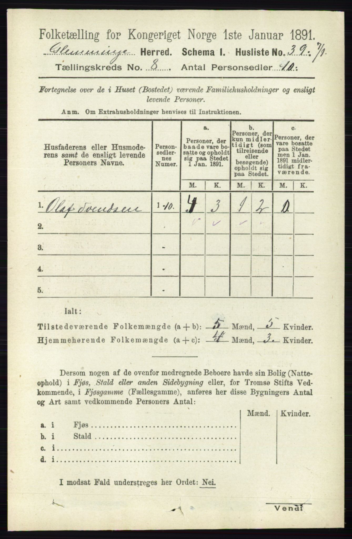 RA, 1891 census for 0132 Glemmen, 1891, p. 9303