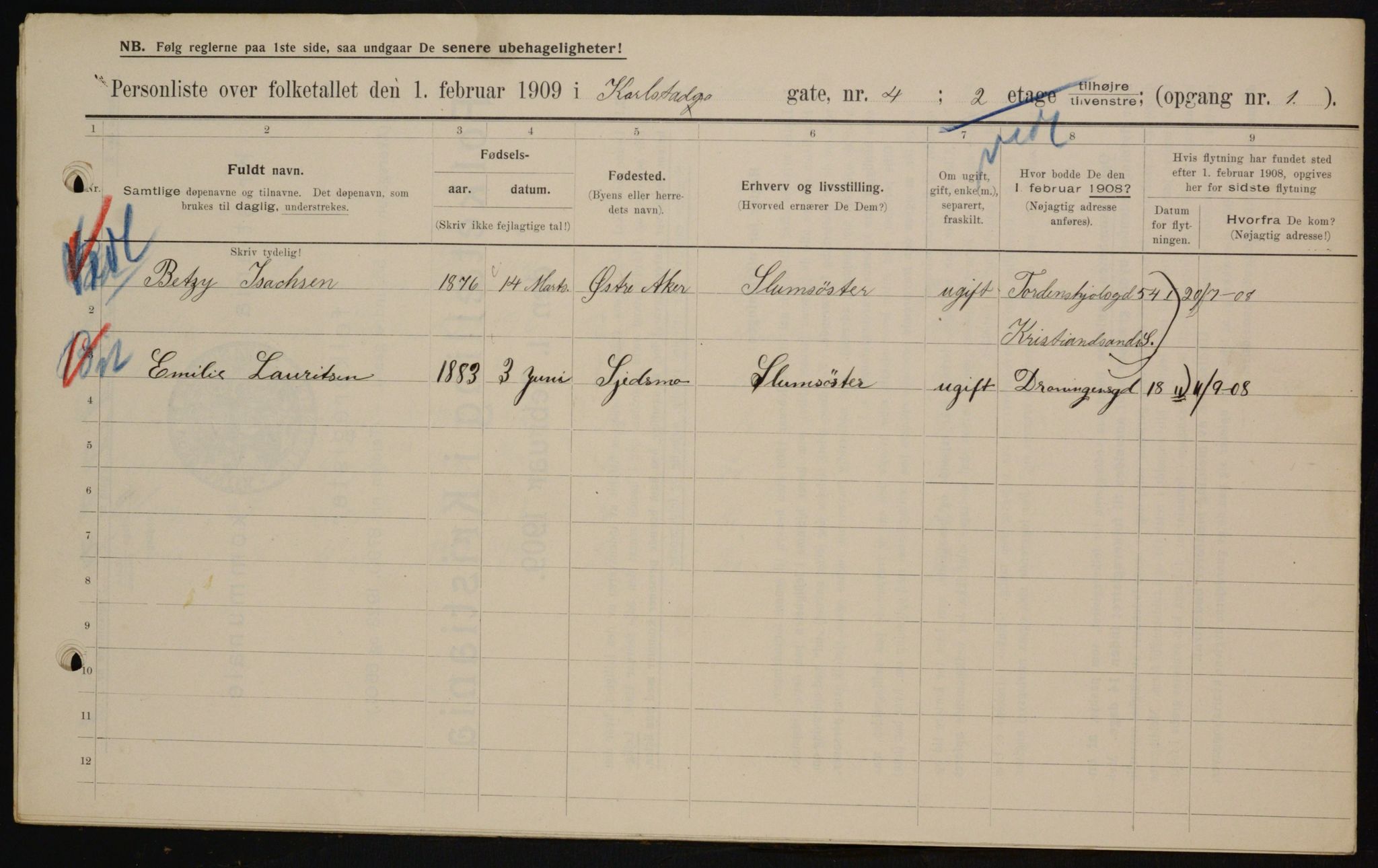 OBA, Municipal Census 1909 for Kristiania, 1909, p. 44666