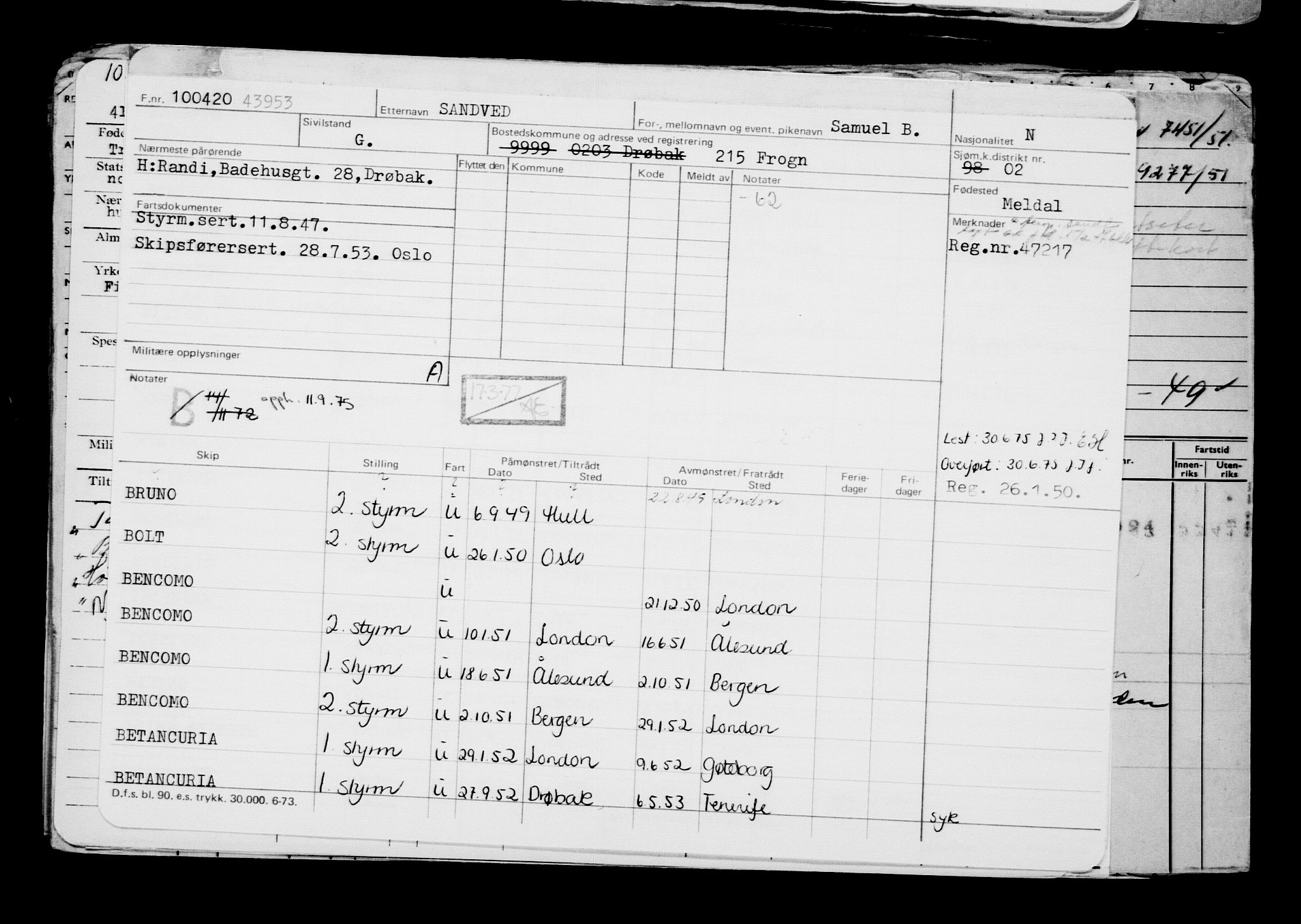 Direktoratet for sjømenn, AV/RA-S-3545/G/Gb/L0179: Hovedkort, 1920, p. 292