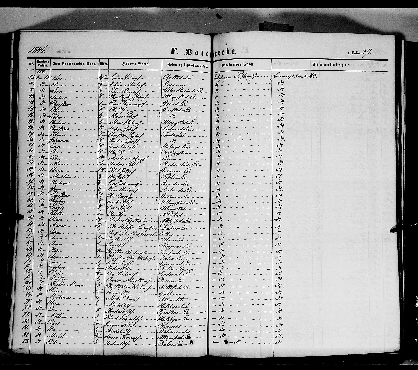 Stange prestekontor, SAH/PREST-002/K/L0011: Parish register (official) no. 11, 1846-1852, p. 371