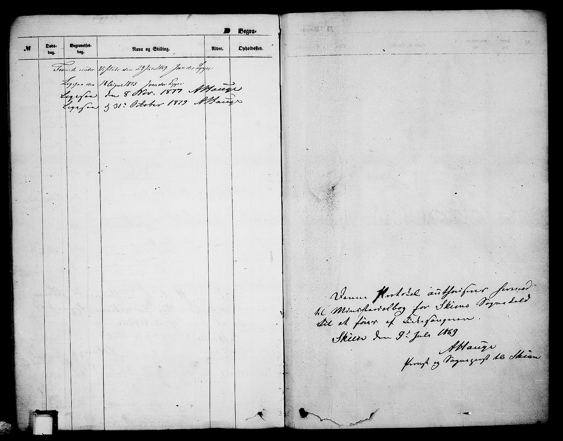 Skien kirkebøker, SAKO/A-302/G/Ga/L0005: Parish register (copy) no. 5, 1868-1880