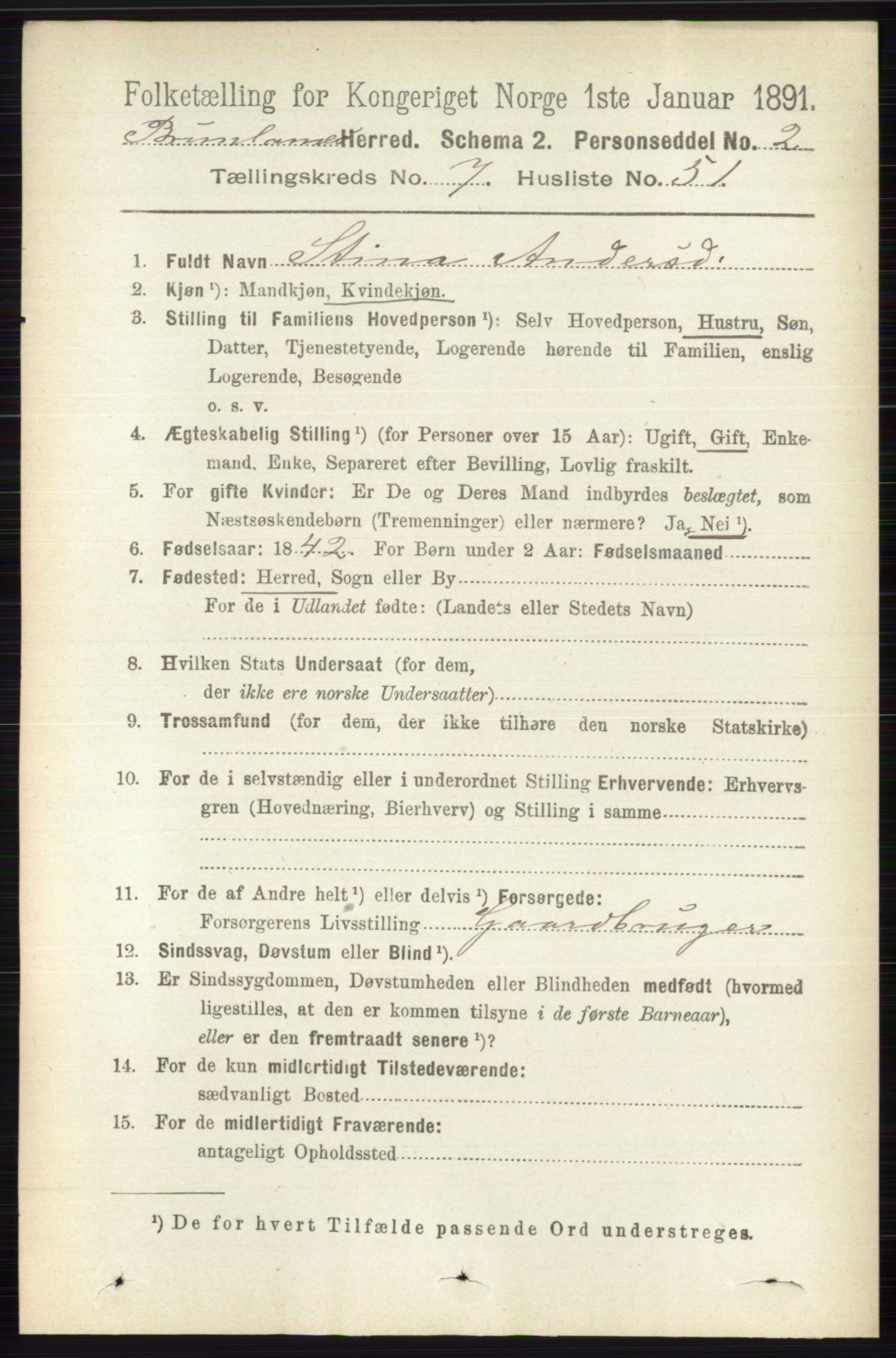 RA, 1891 census for 0726 Brunlanes, 1891, p. 3286