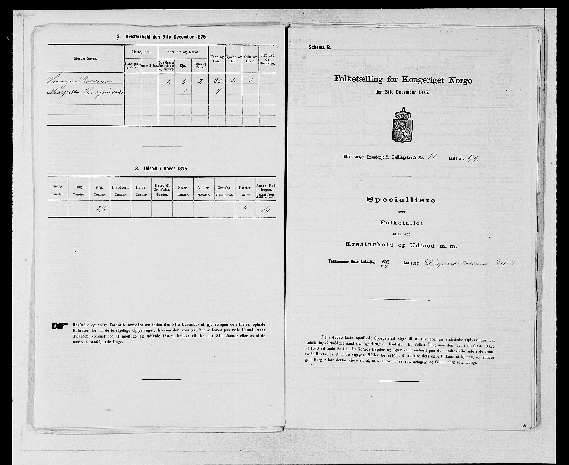 SAB, 1875 census for 1230P Ullensvang, 1875, p. 1843