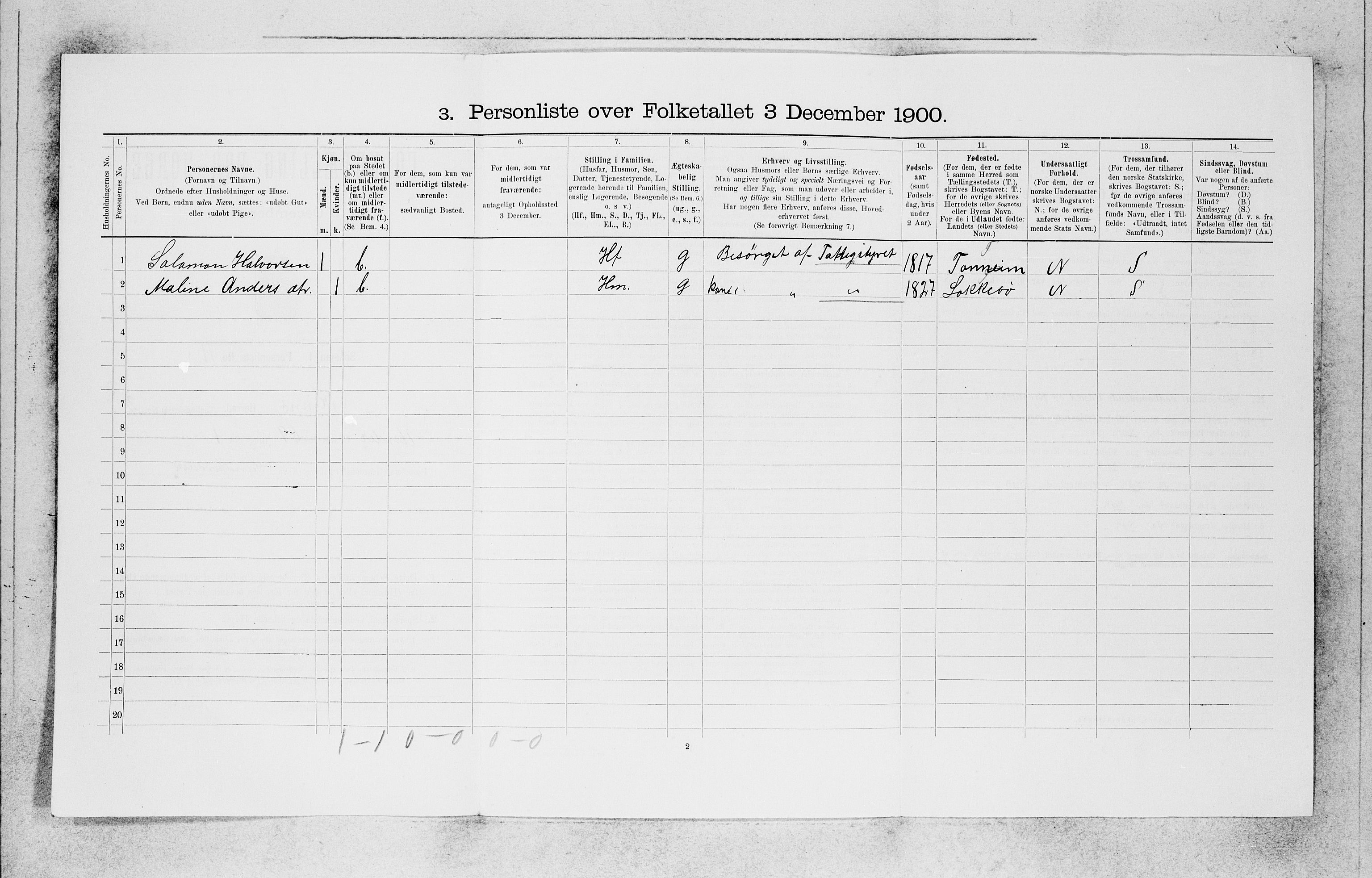 SAB, 1900 census for Kinn, 1900, p. 348