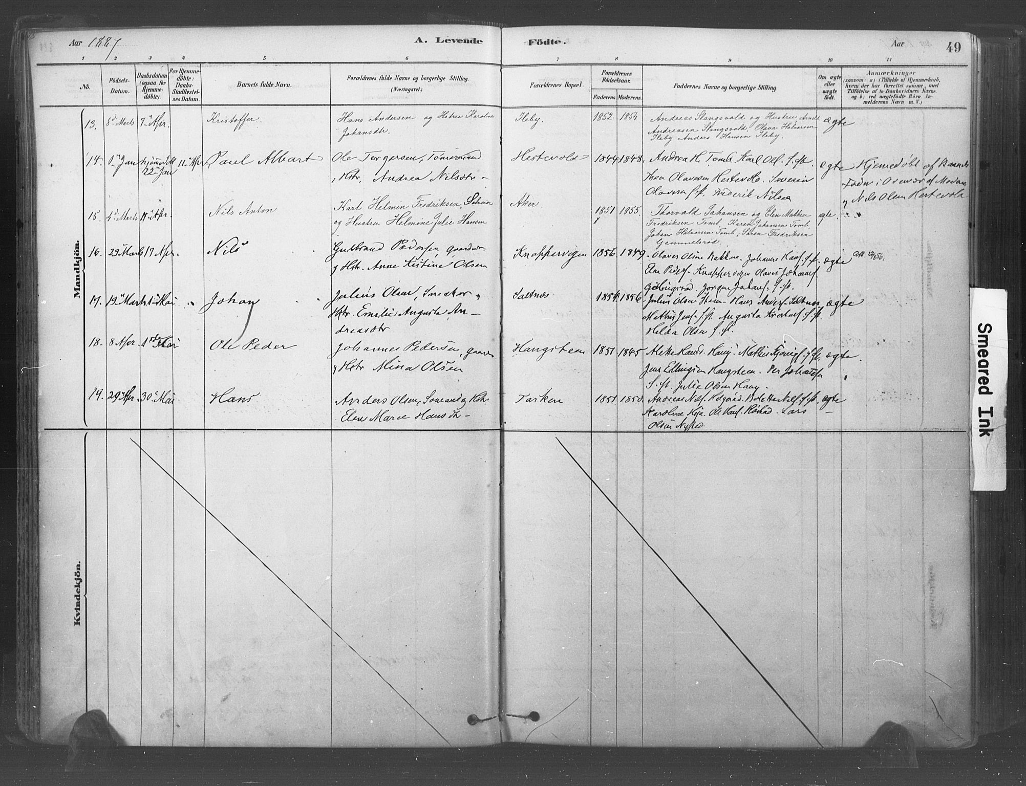 Råde prestekontor kirkebøker, AV/SAO-A-2009/F/Fa/L0007: Parish register (official) no. 7, 1878-1902, p. 49