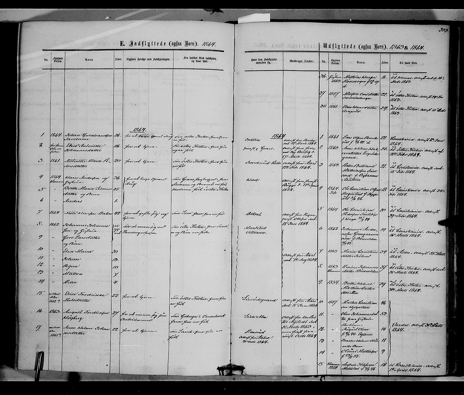 Vestre Toten prestekontor, SAH/PREST-108/H/Ha/Haa/L0007: Parish register (official) no. 7, 1862-1869, p. 303