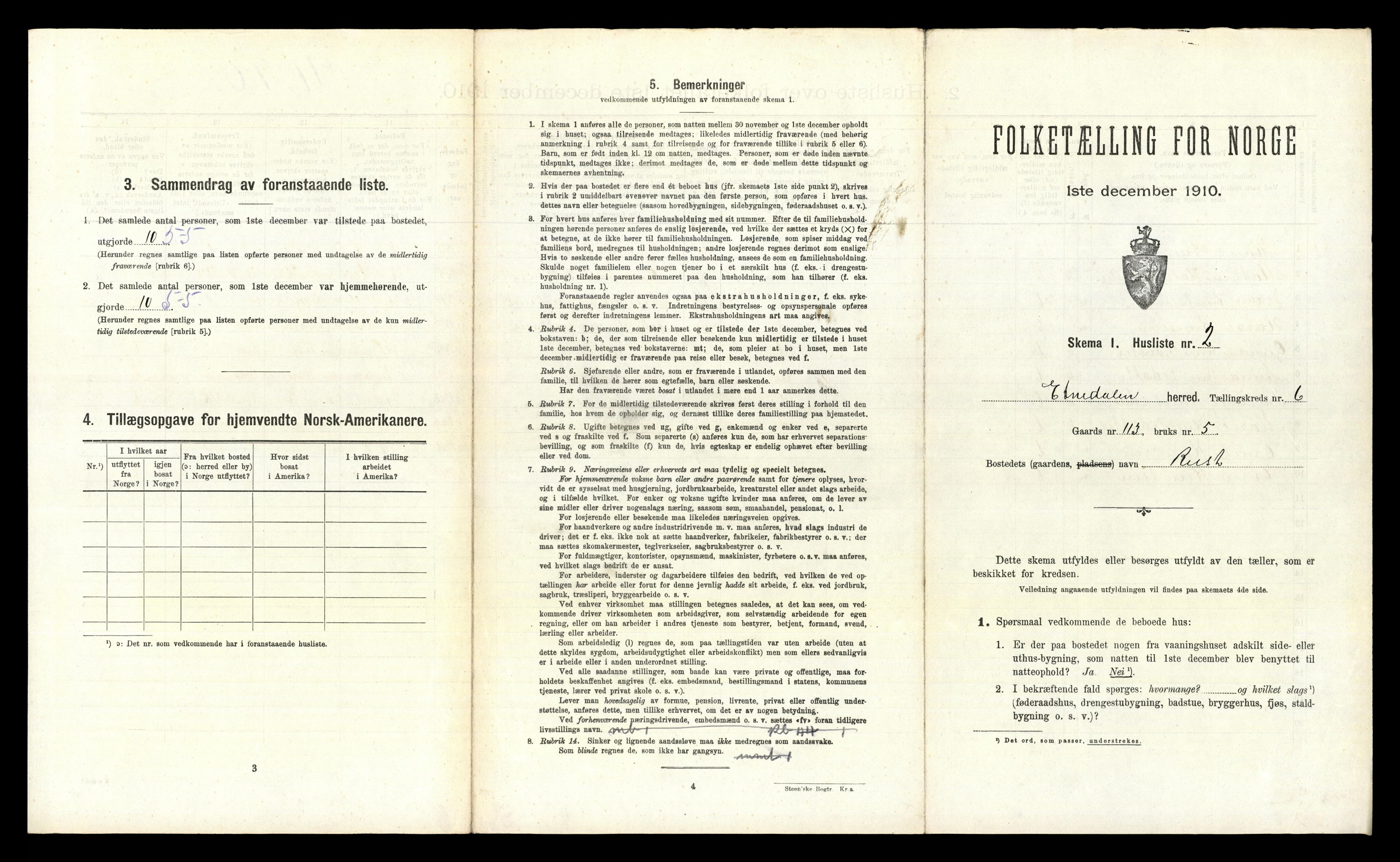 RA, 1910 census for Etnedal, 1910, p. 439