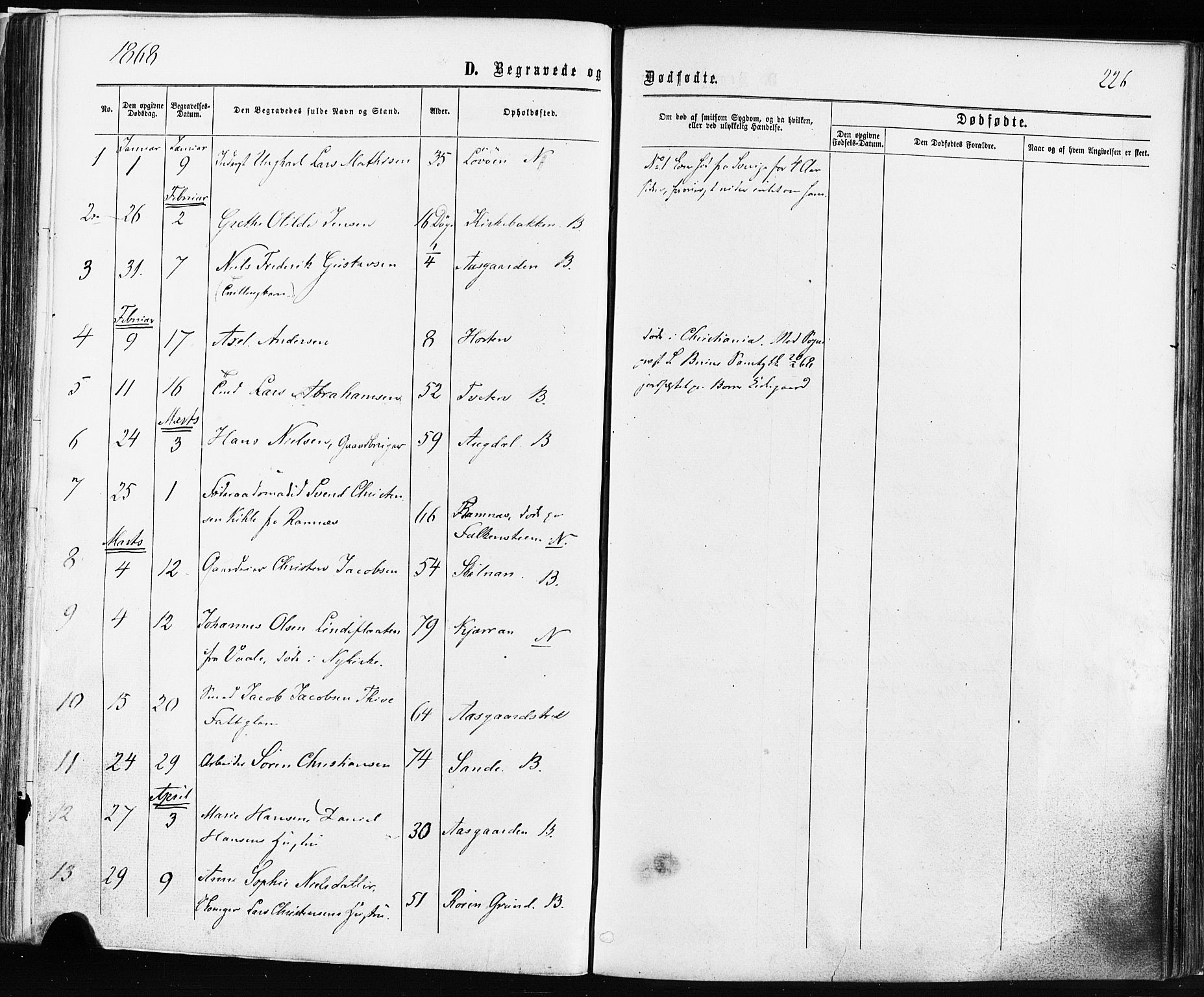 Borre kirkebøker, AV/SAKO-A-338/F/Fa/L0008: Parish register (official) no. I 8, 1868-1877, p. 226