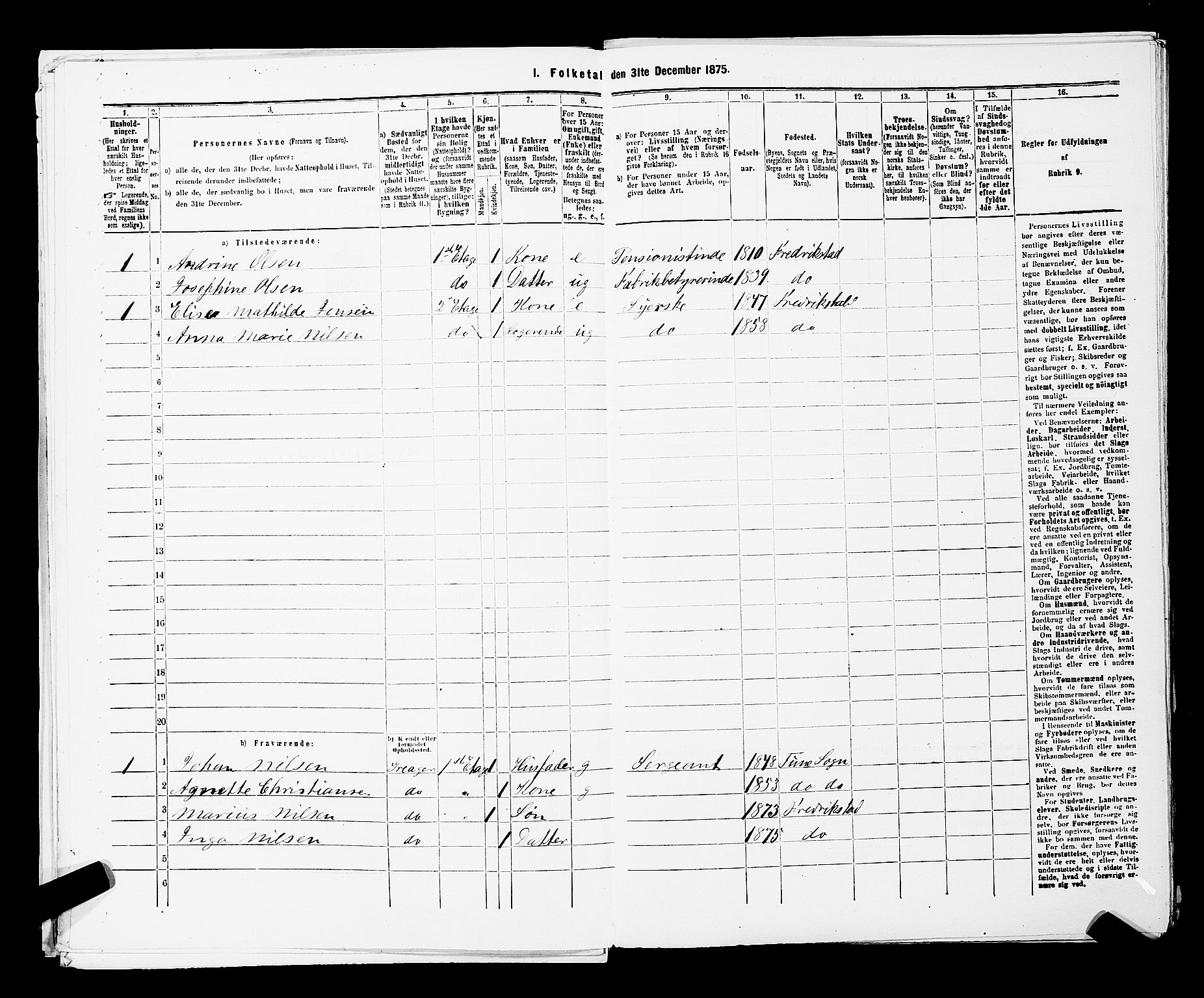 RA, 1875 census for 0103B Fredrikstad/Fredrikstad, 1875, p. 108