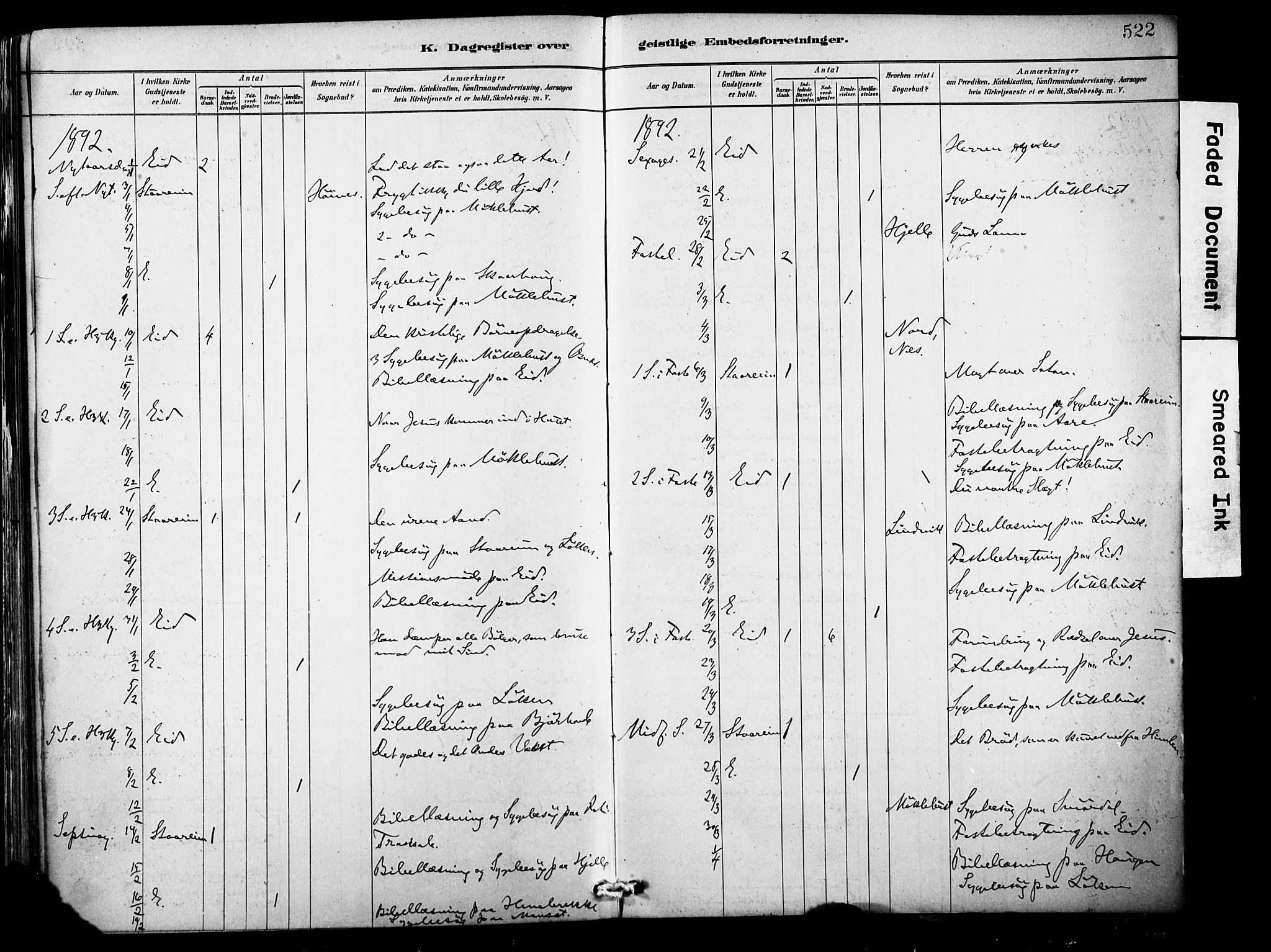 Eid sokneprestembete, AV/SAB-A-82301/H/Haa/Haab/L0001: Parish register (official) no. B 1, 1879-1906, p. 522