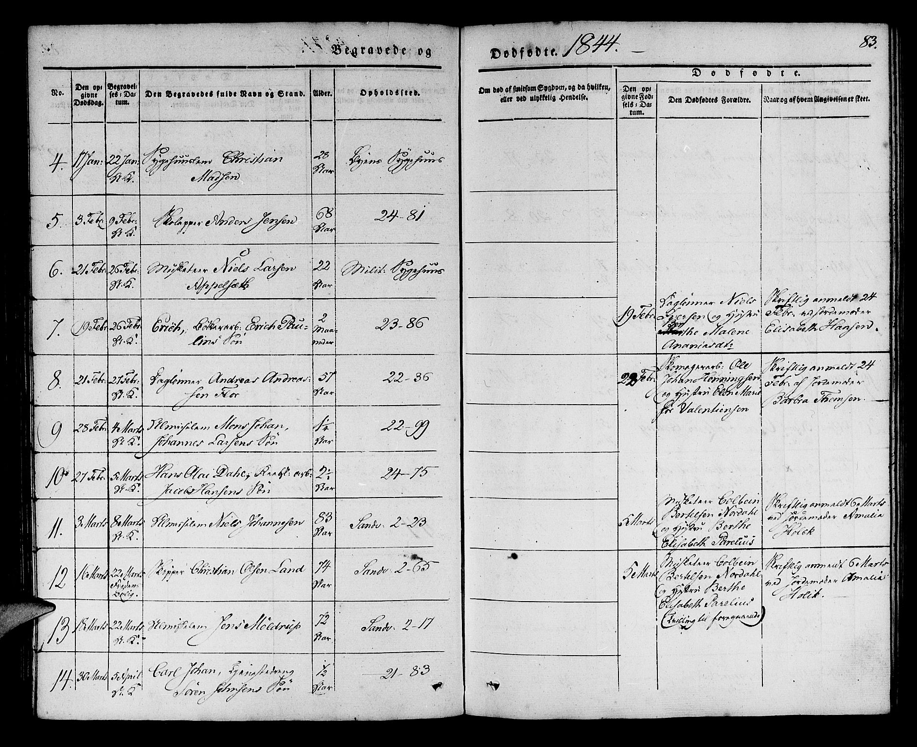 Korskirken sokneprestembete, SAB/A-76101/H/Haa/L0043: Parish register (official) no. E 1, 1834-1848, p. 83