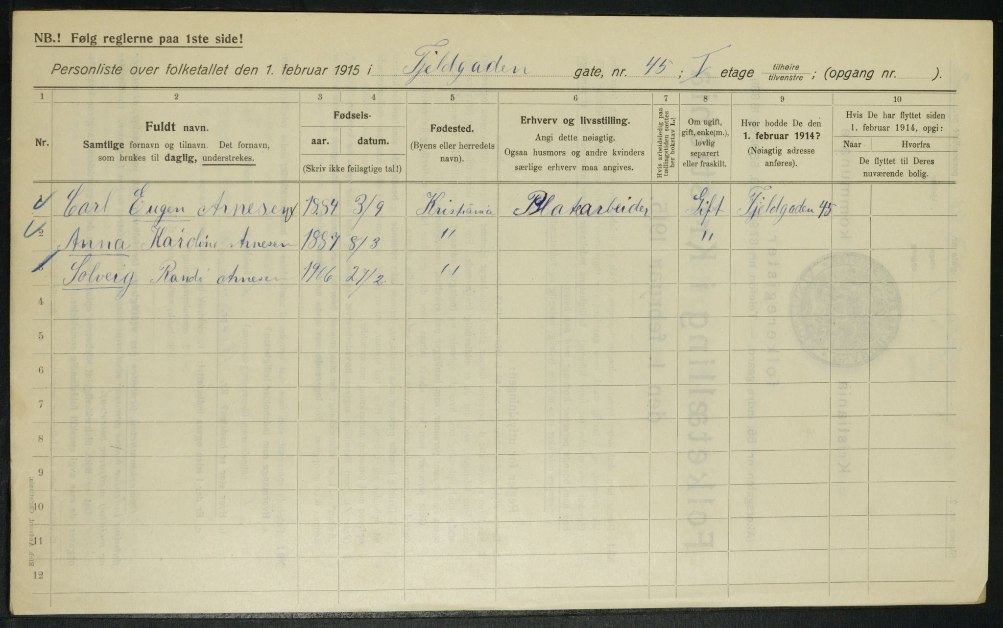 OBA, Municipal Census 1915 for Kristiania, 1915, p. 24140