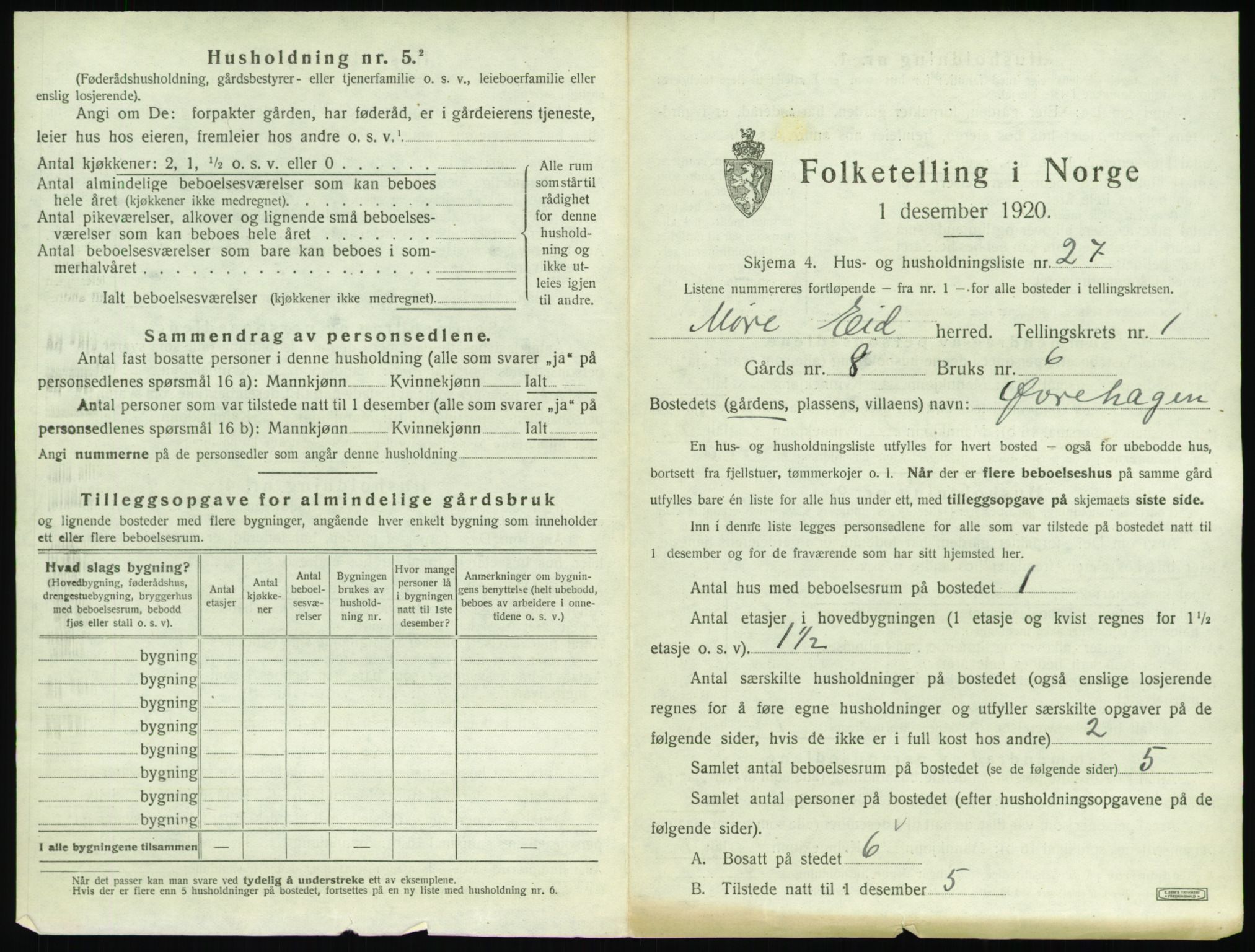 SAT, 1920 census for Eid, 1920, p. 75