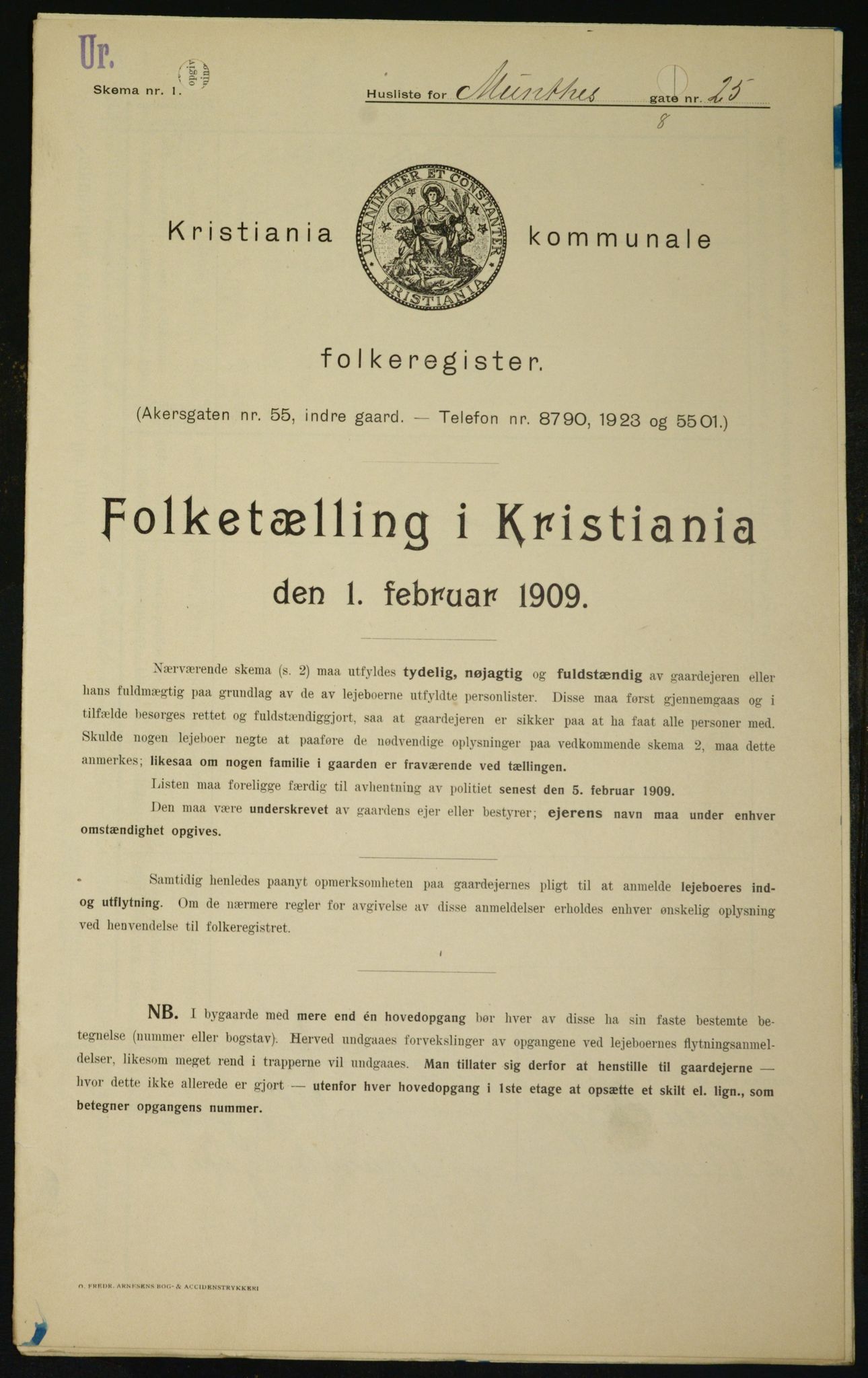 OBA, Municipal Census 1909 for Kristiania, 1909, p. 61623