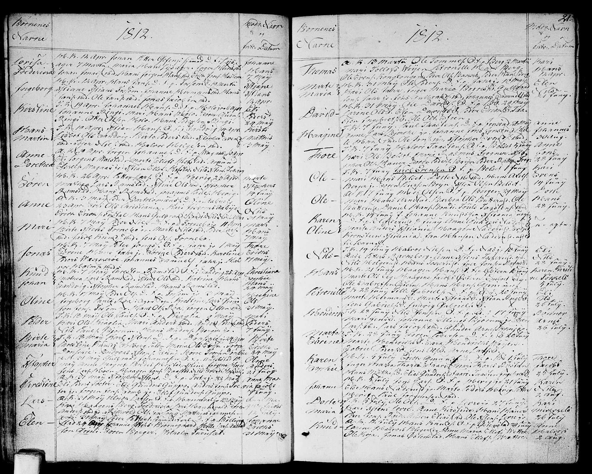 Asker prestekontor Kirkebøker, AV/SAO-A-10256a/F/Fa/L0005: Parish register (official) no. I 5, 1807-1813, p. 21