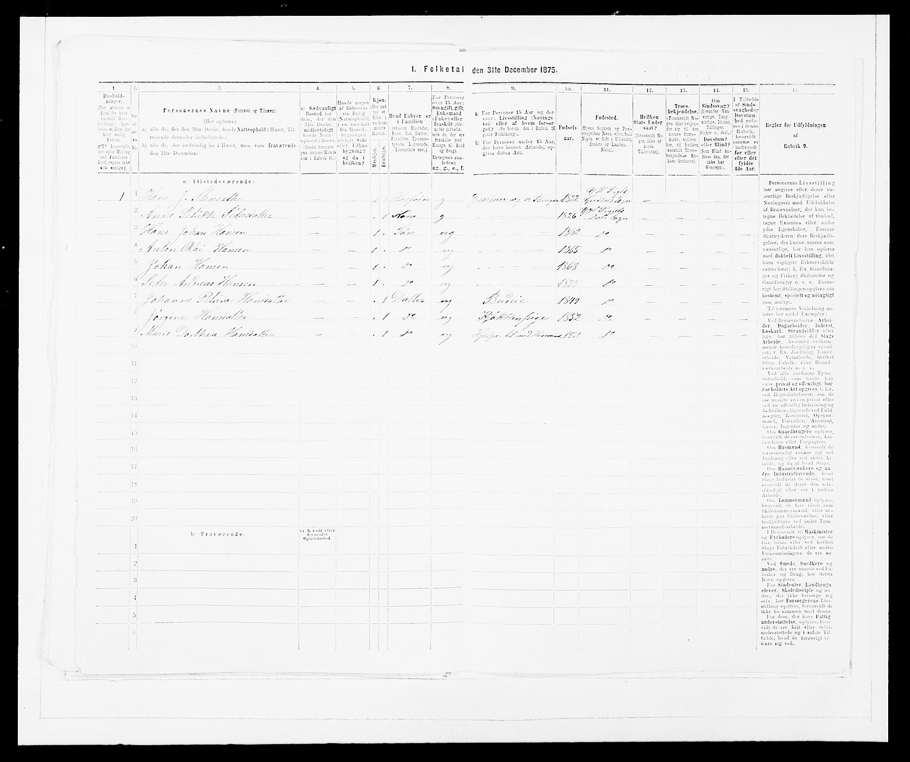 SAB, 1875 census for 1429P Ytre Holmedal, 1875, p. 698