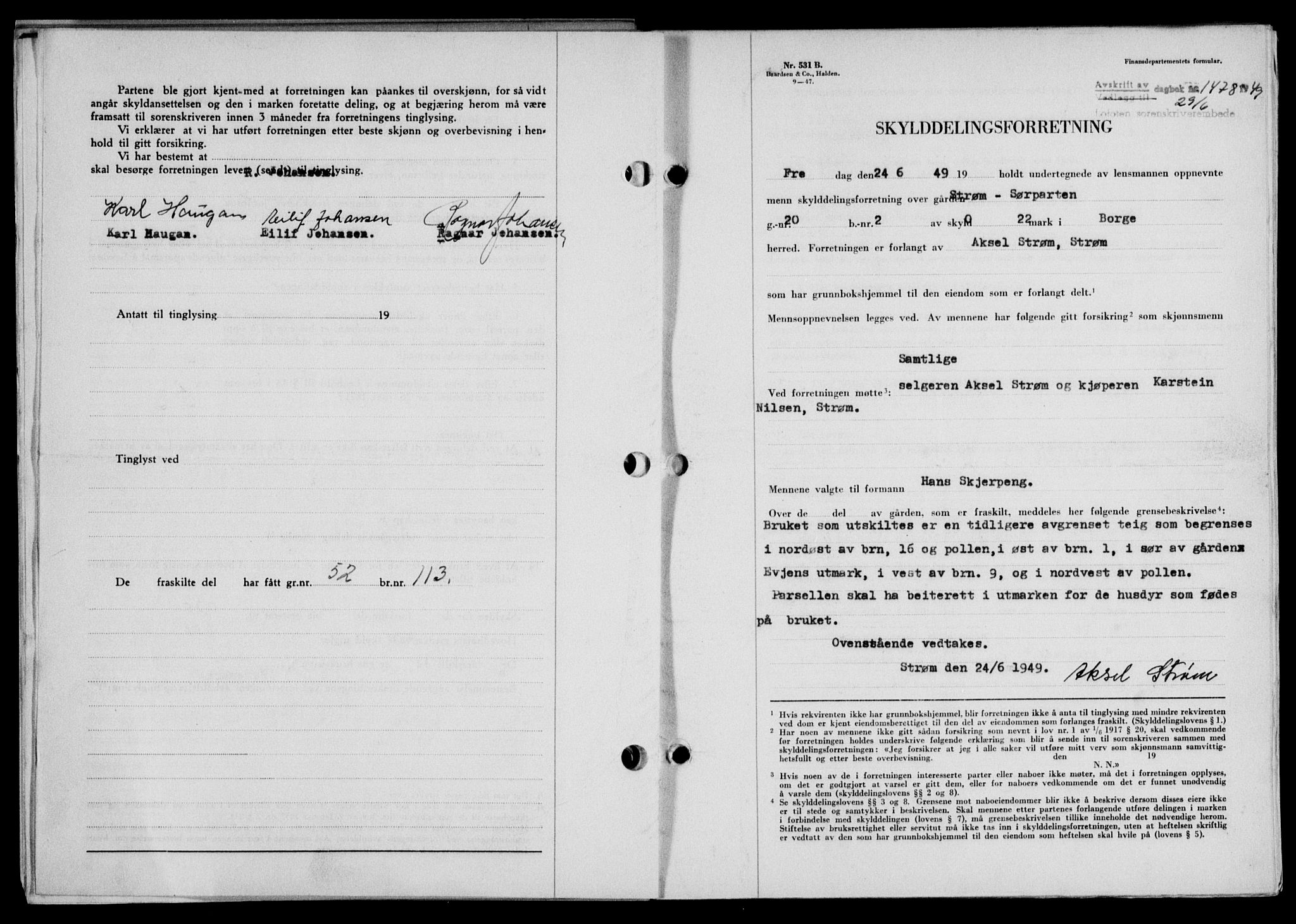 Lofoten sorenskriveri, SAT/A-0017/1/2/2C/L0021a: Mortgage book no. 21a, 1949-1949, Diary no: : 1478/1949
