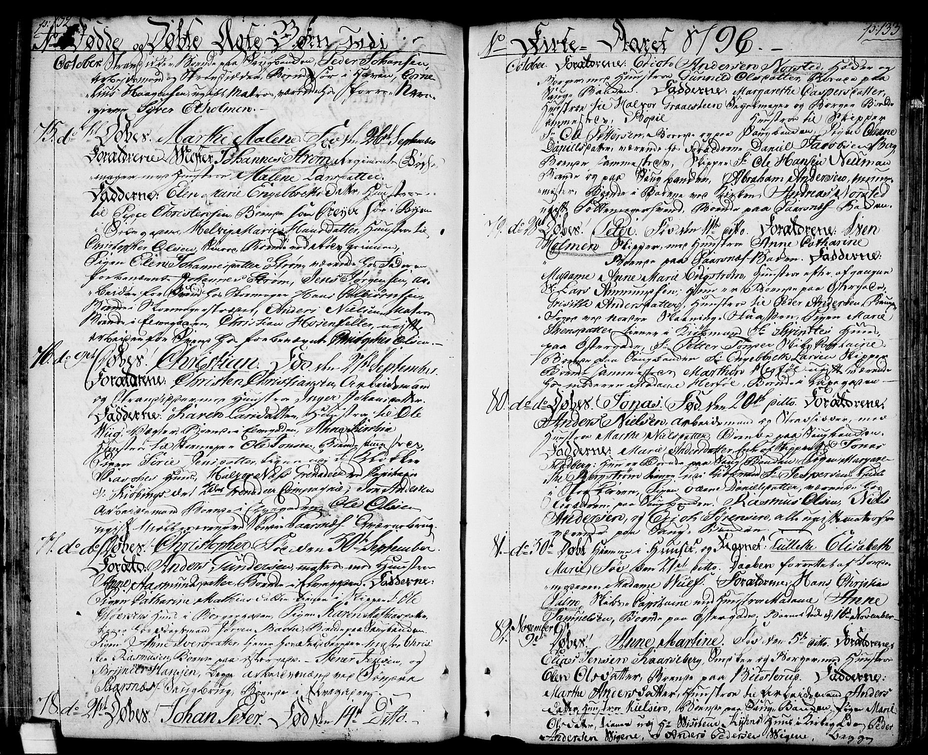 Halden prestekontor Kirkebøker, SAO/A-10909/F/Fa/L0002: Parish register (official) no. I 2, 1792-1812, p. 132-133