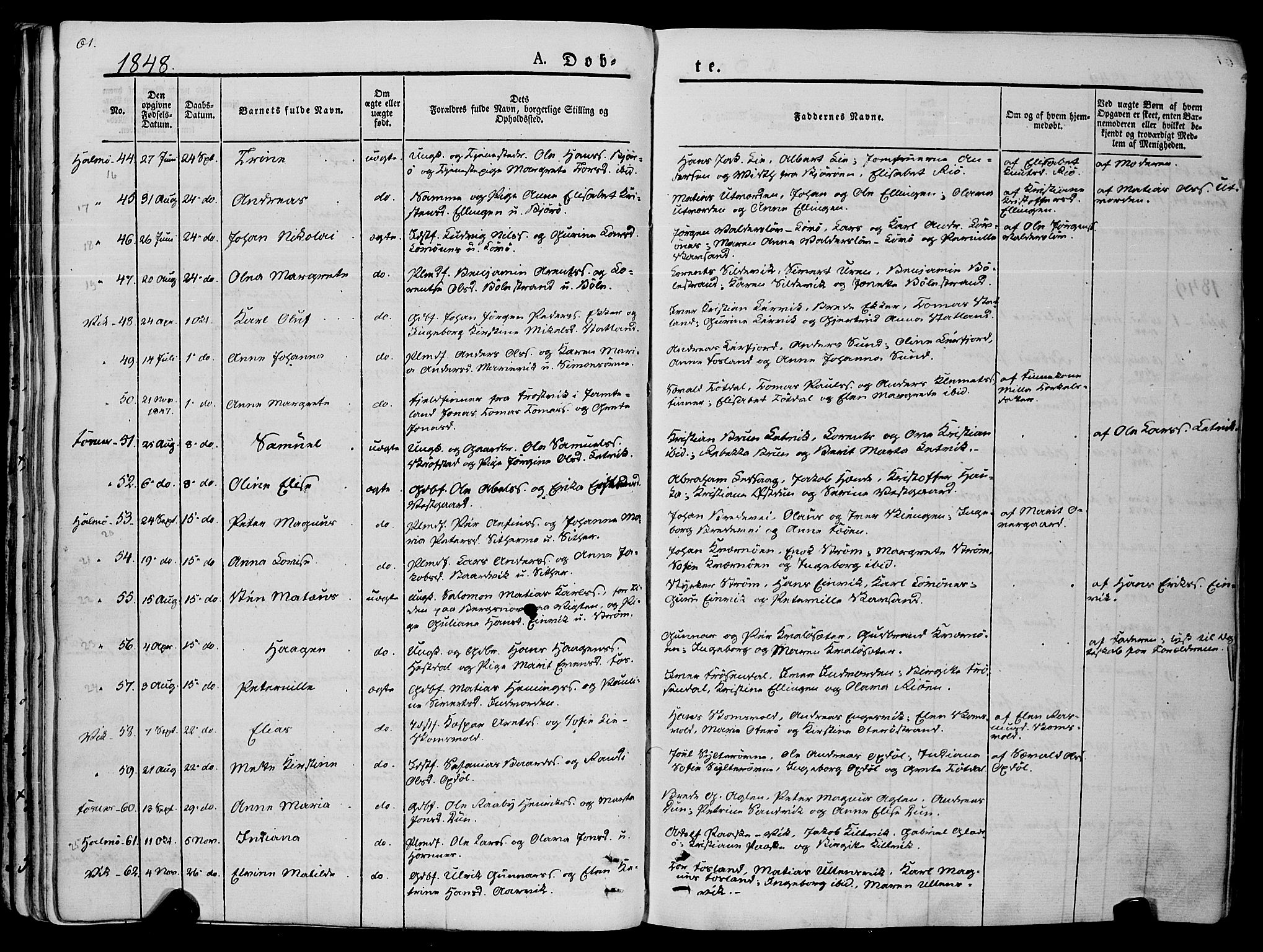 Ministerialprotokoller, klokkerbøker og fødselsregistre - Nord-Trøndelag, SAT/A-1458/773/L0614: Parish register (official) no. 773A05, 1831-1856, p. 61