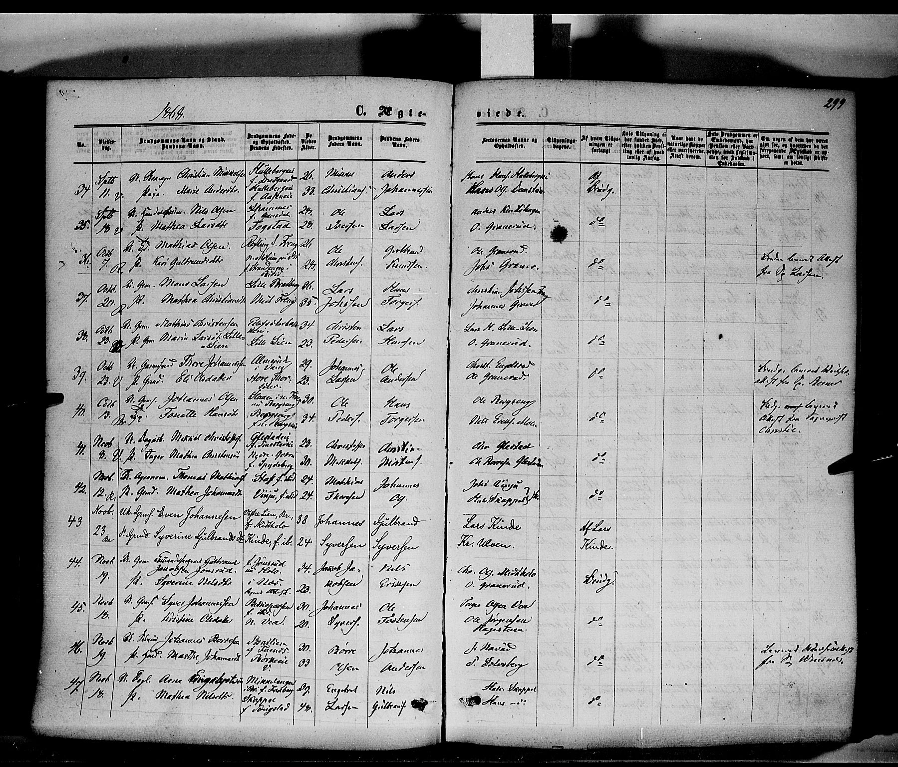 Ringsaker prestekontor, SAH/PREST-014/K/Ka/L0010: Parish register (official) no. 10, 1861-1869, p. 299