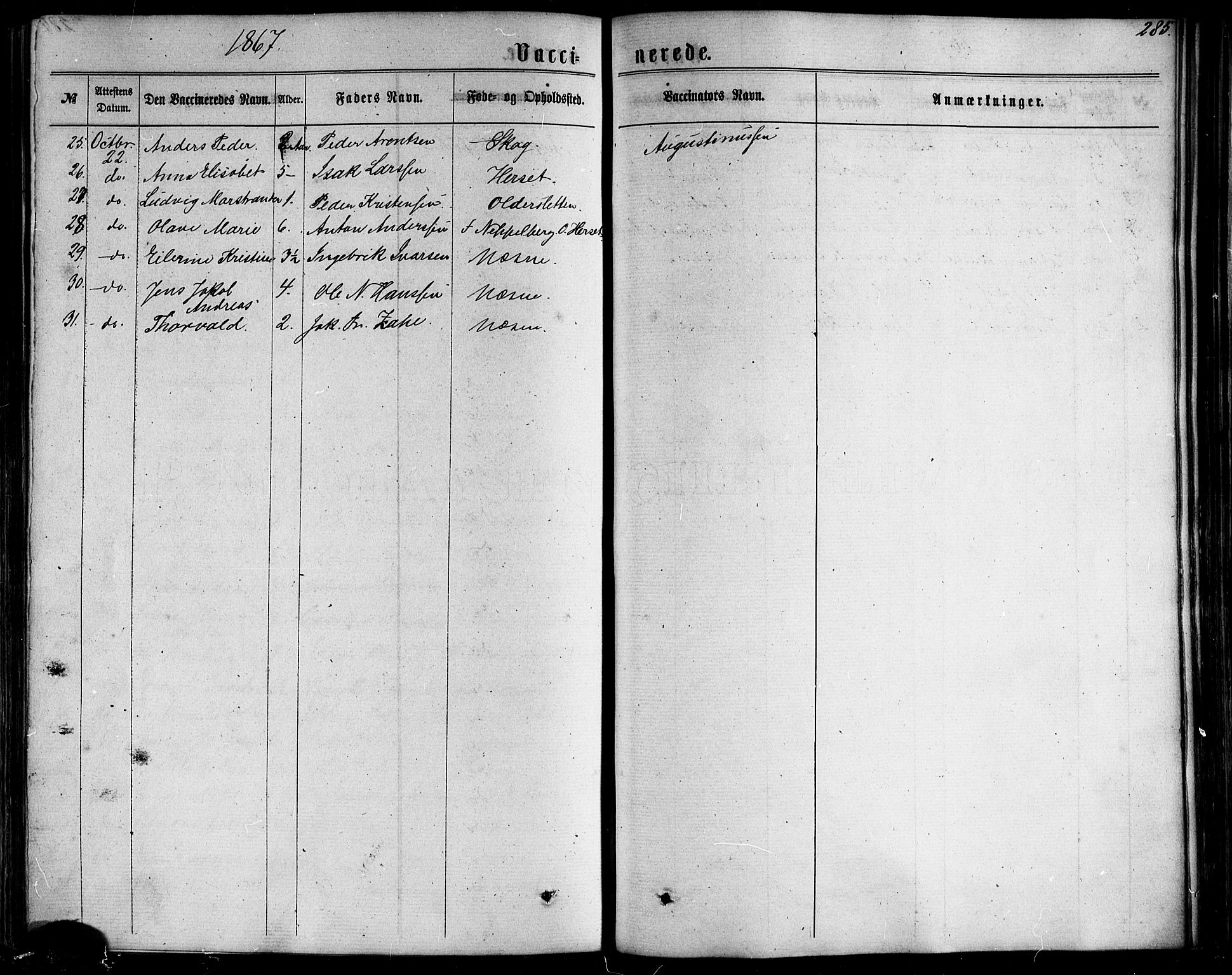 Ministerialprotokoller, klokkerbøker og fødselsregistre - Nordland, AV/SAT-A-1459/838/L0551: Parish register (official) no. 838A09, 1864-1880, p. 285