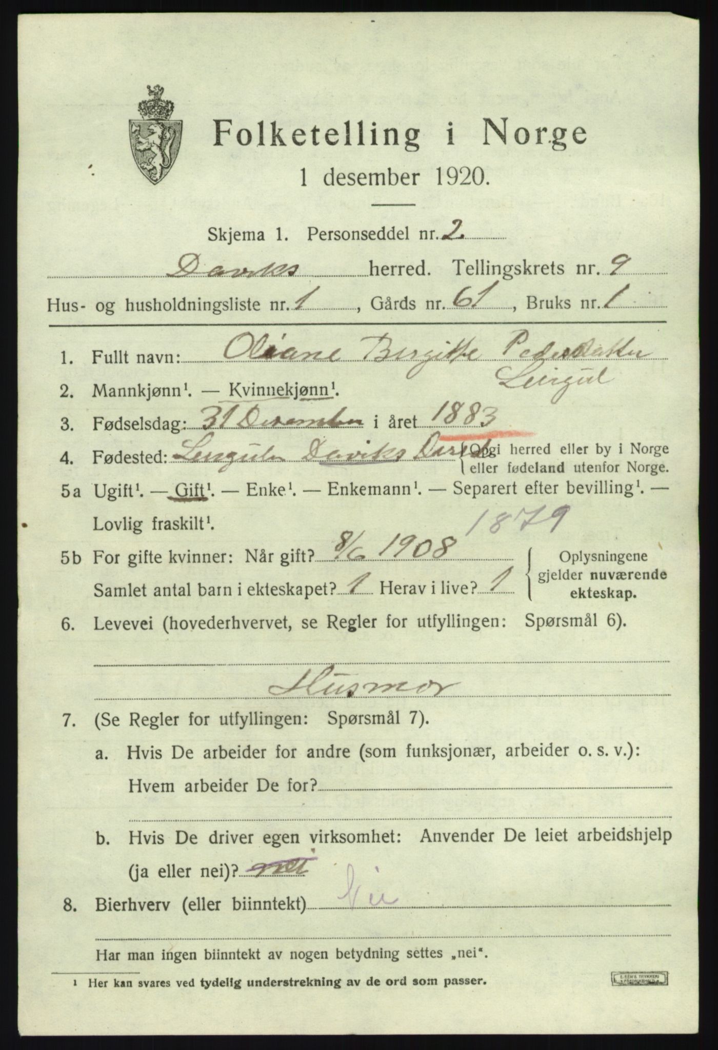 SAB, 1920 census for Davik, 1920, p. 4793