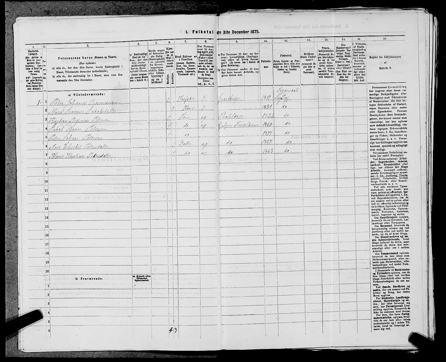 SAST, 1875 census for 1111L Sokndal/Sokndal, 1875, p. 940