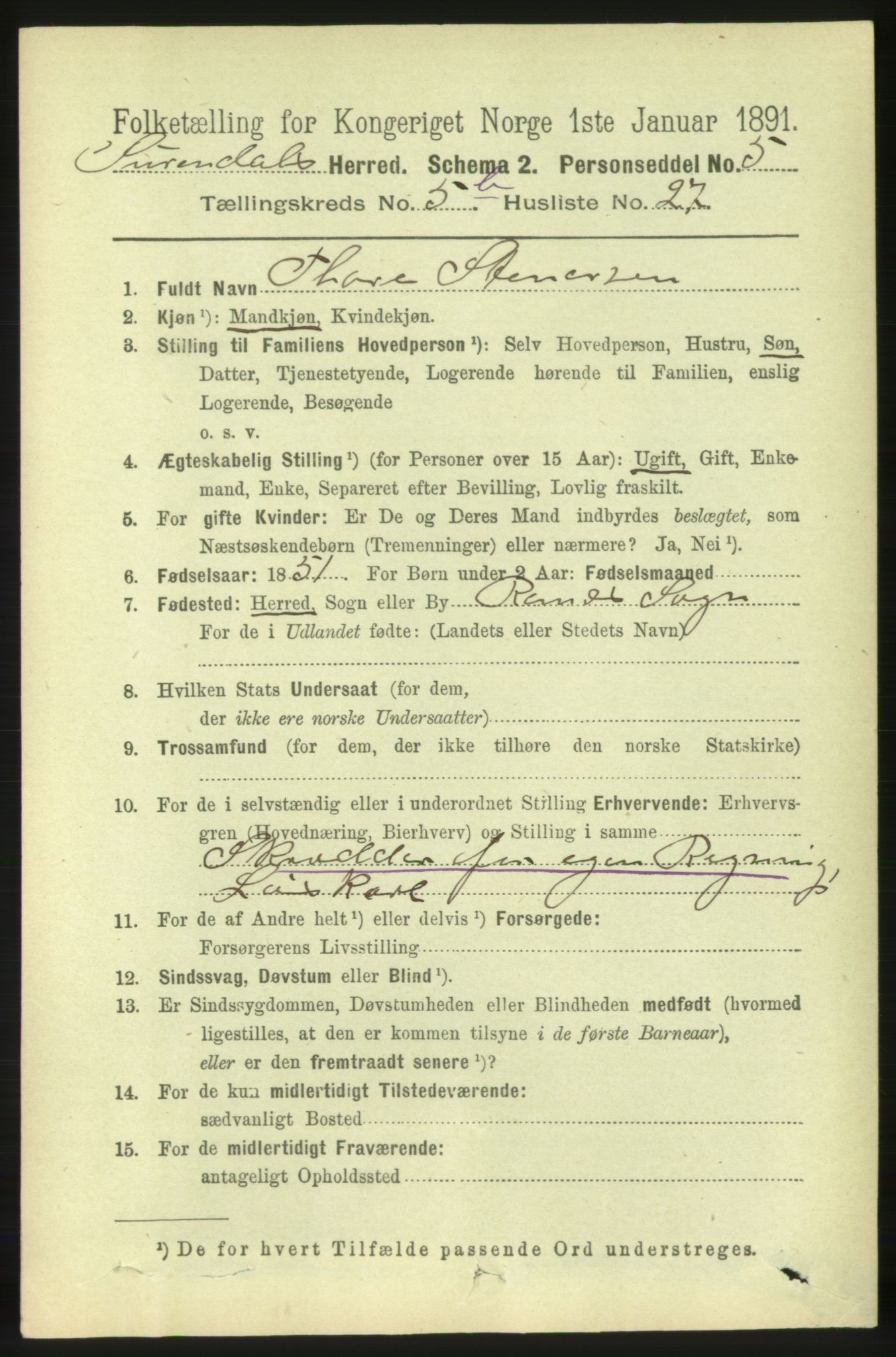 RA, 1891 census for 1566 Surnadal, 1891, p. 1652