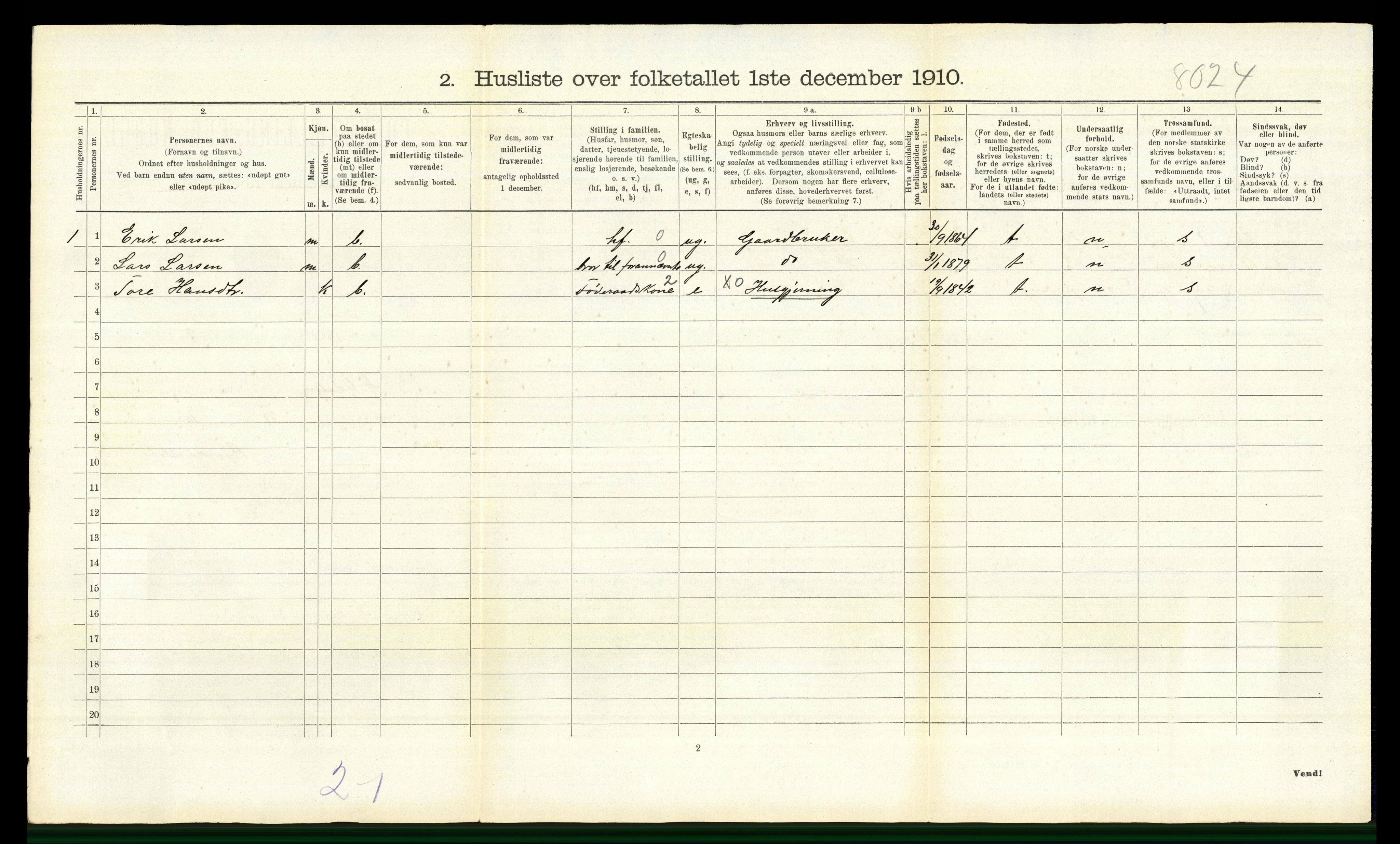 RA, 1910 census for Nord-Odal, 1910, p. 800