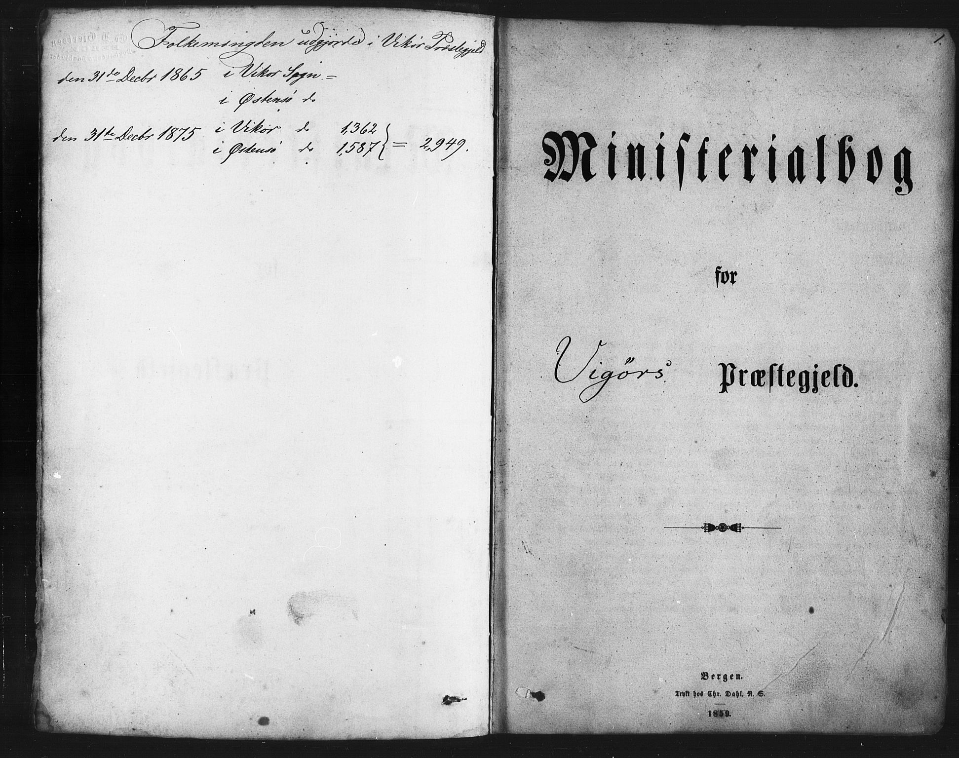 Kvam sokneprestembete, SAB/A-76201/H/Haa: Parish register (official) no. A 9, 1864-1879, p. 1