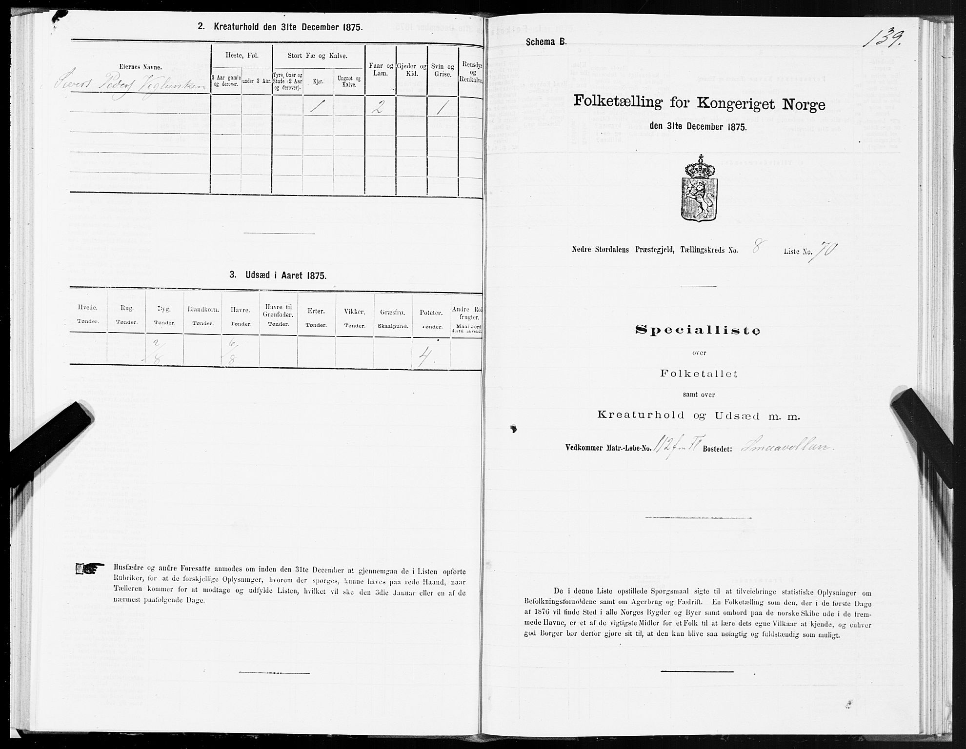 SAT, 1875 census for 1714P Nedre Stjørdal, 1875, p. 4139