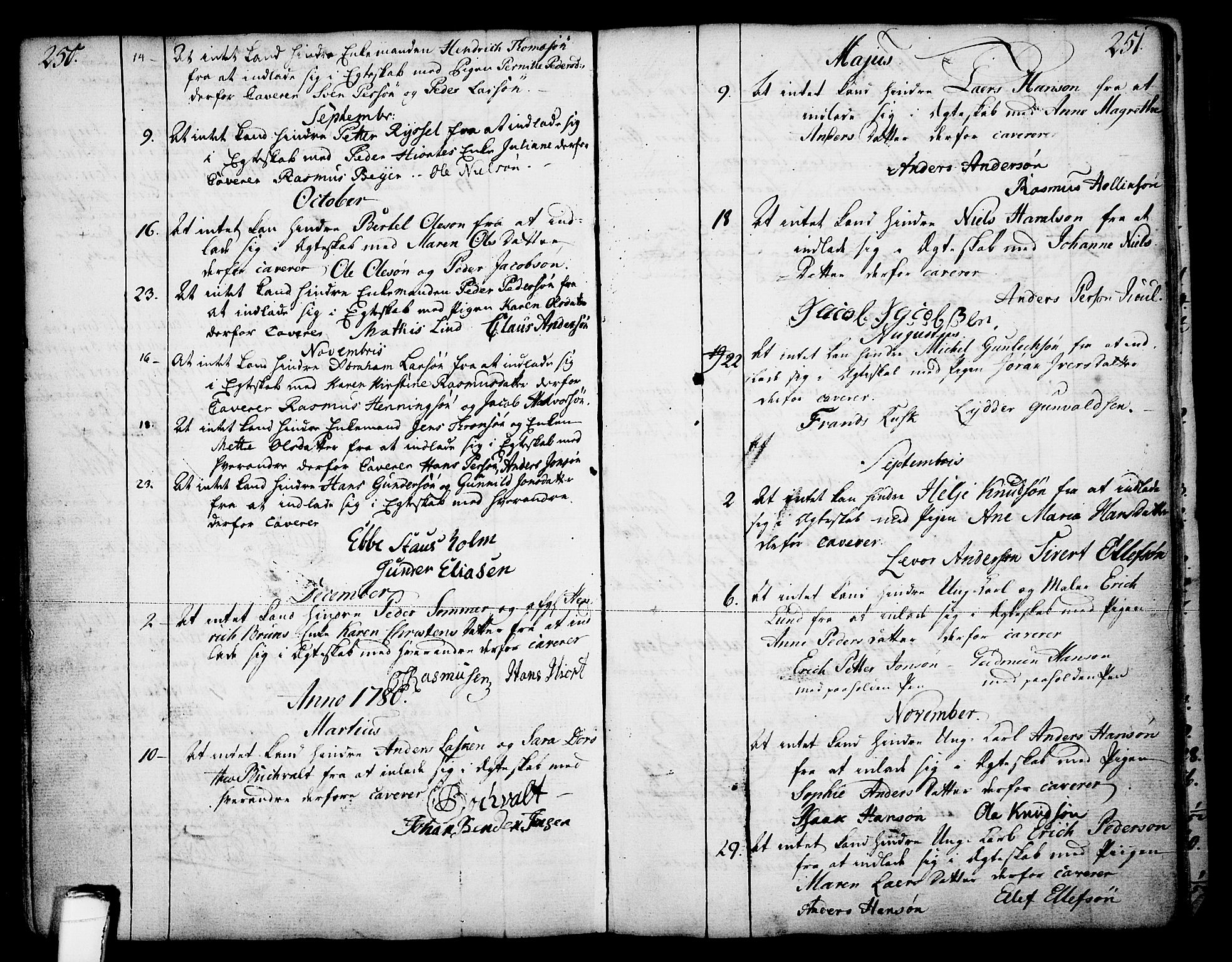 Skien kirkebøker, SAKO/A-302/F/Fa/L0003: Parish register (official) no. 3, 1755-1791, p. 250-251