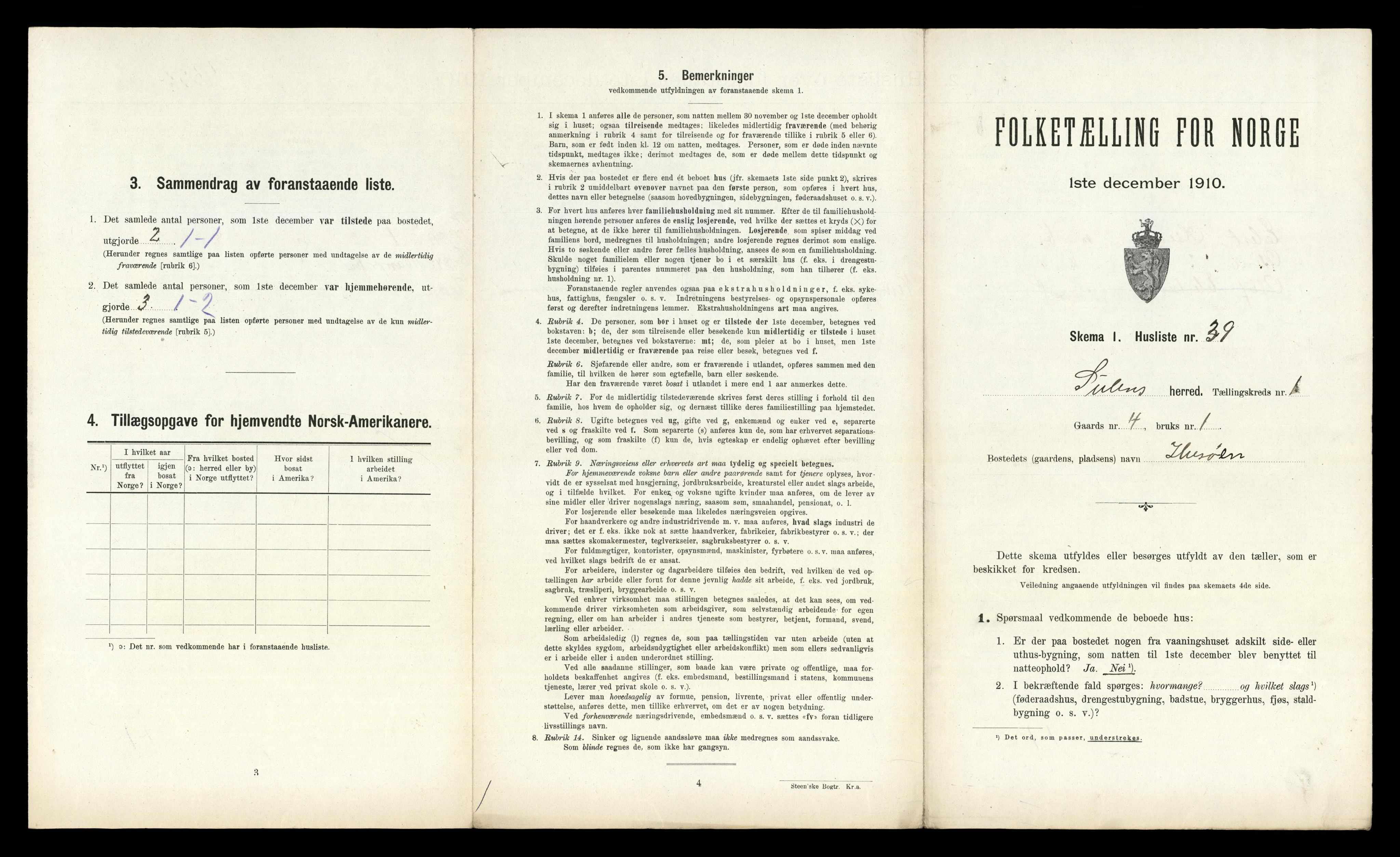 RA, 1910 census for Solund, 1910, p. 105