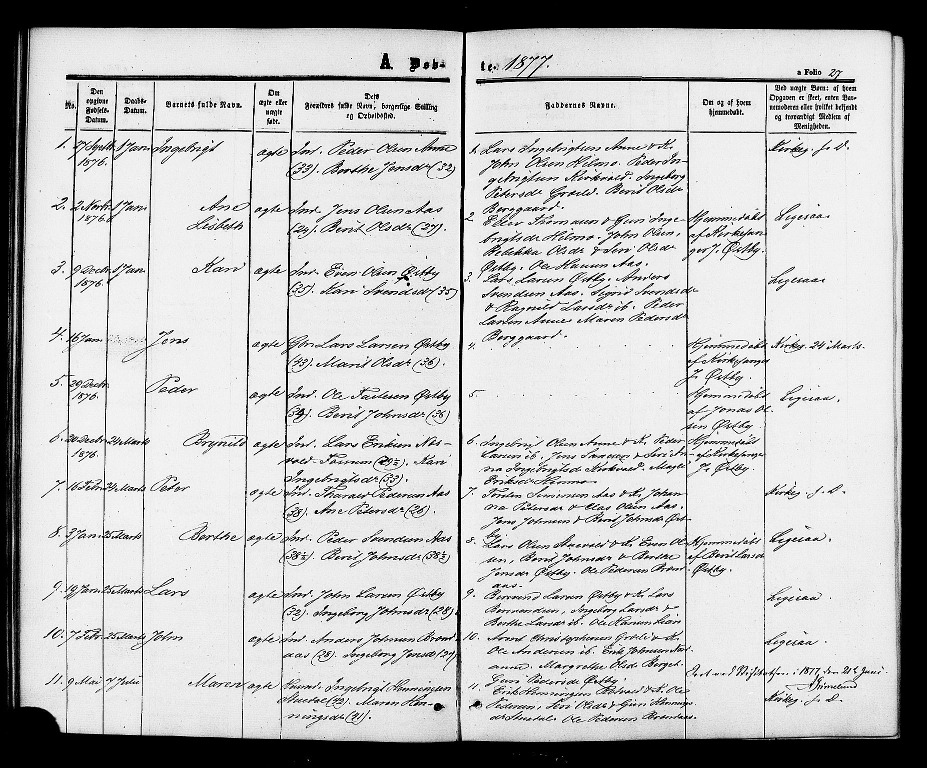 Ministerialprotokoller, klokkerbøker og fødselsregistre - Sør-Trøndelag, SAT/A-1456/698/L1163: Parish register (official) no. 698A01, 1862-1887, p. 27