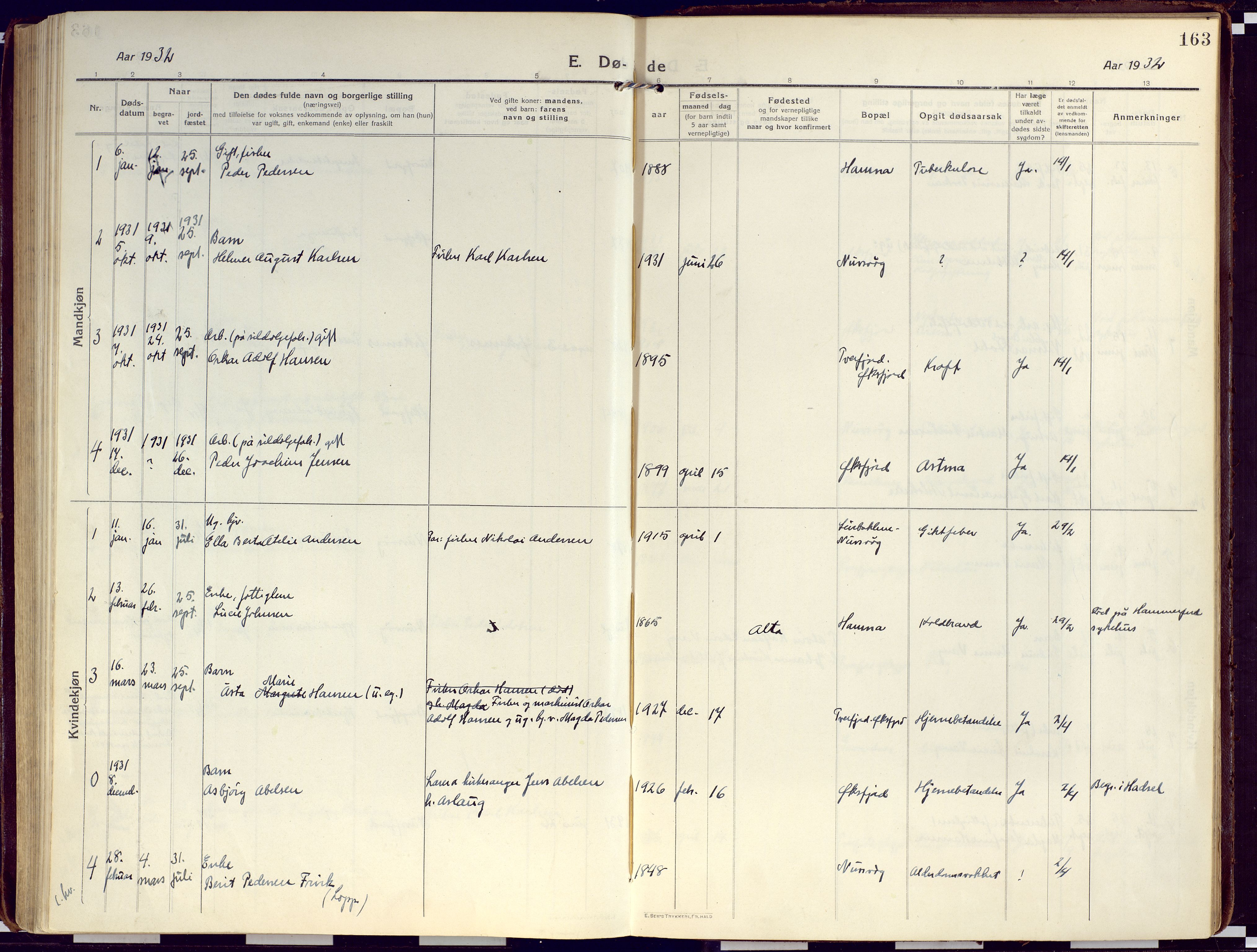 Loppa sokneprestkontor, SATØ/S-1339/H/Ha/L0012kirke: Parish register (official) no. 12, 1917-1932, p. 163