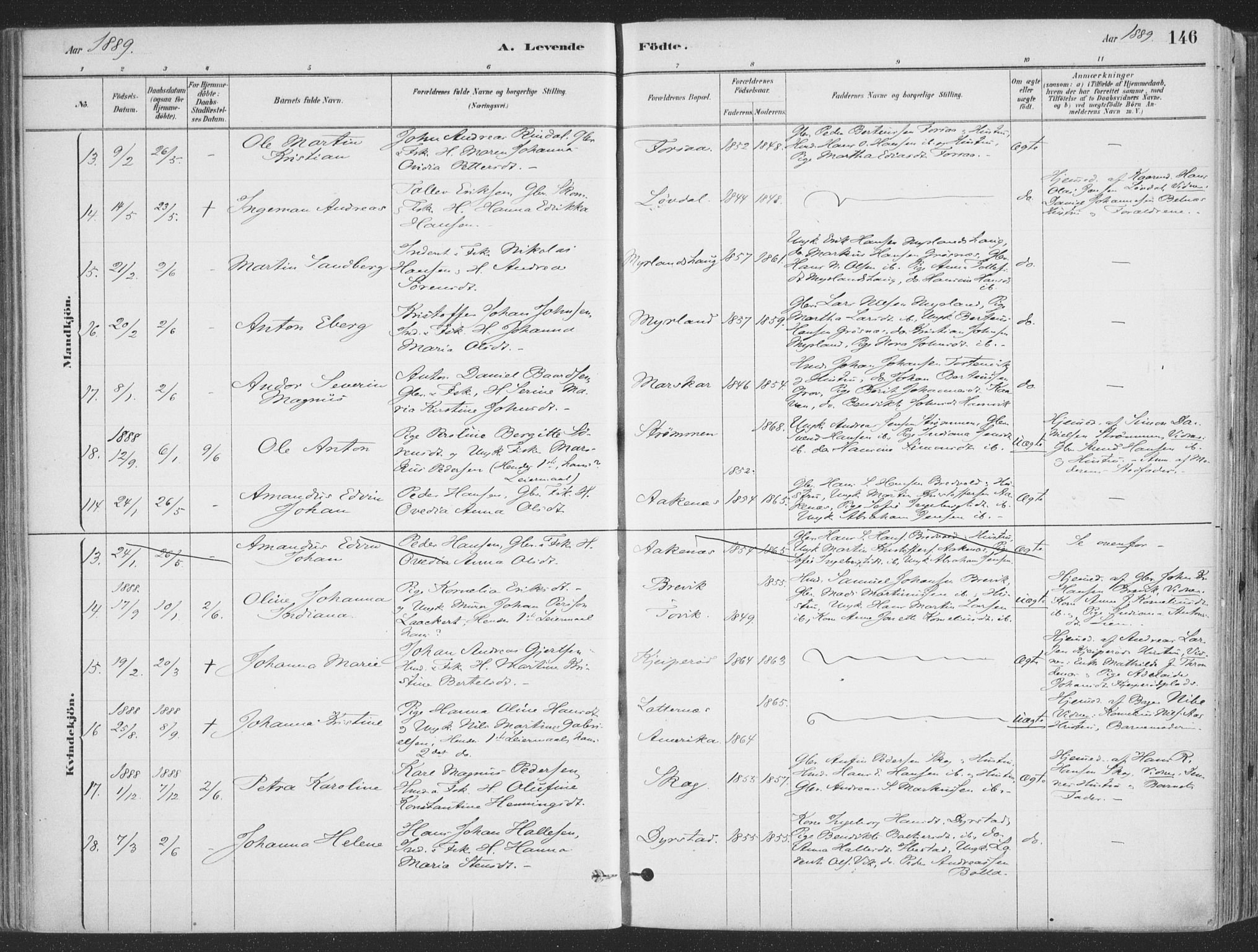Ibestad sokneprestembete, SATØ/S-0077/H/Ha/Haa/L0011kirke: Parish register (official) no. 11, 1880-1889, p. 146
